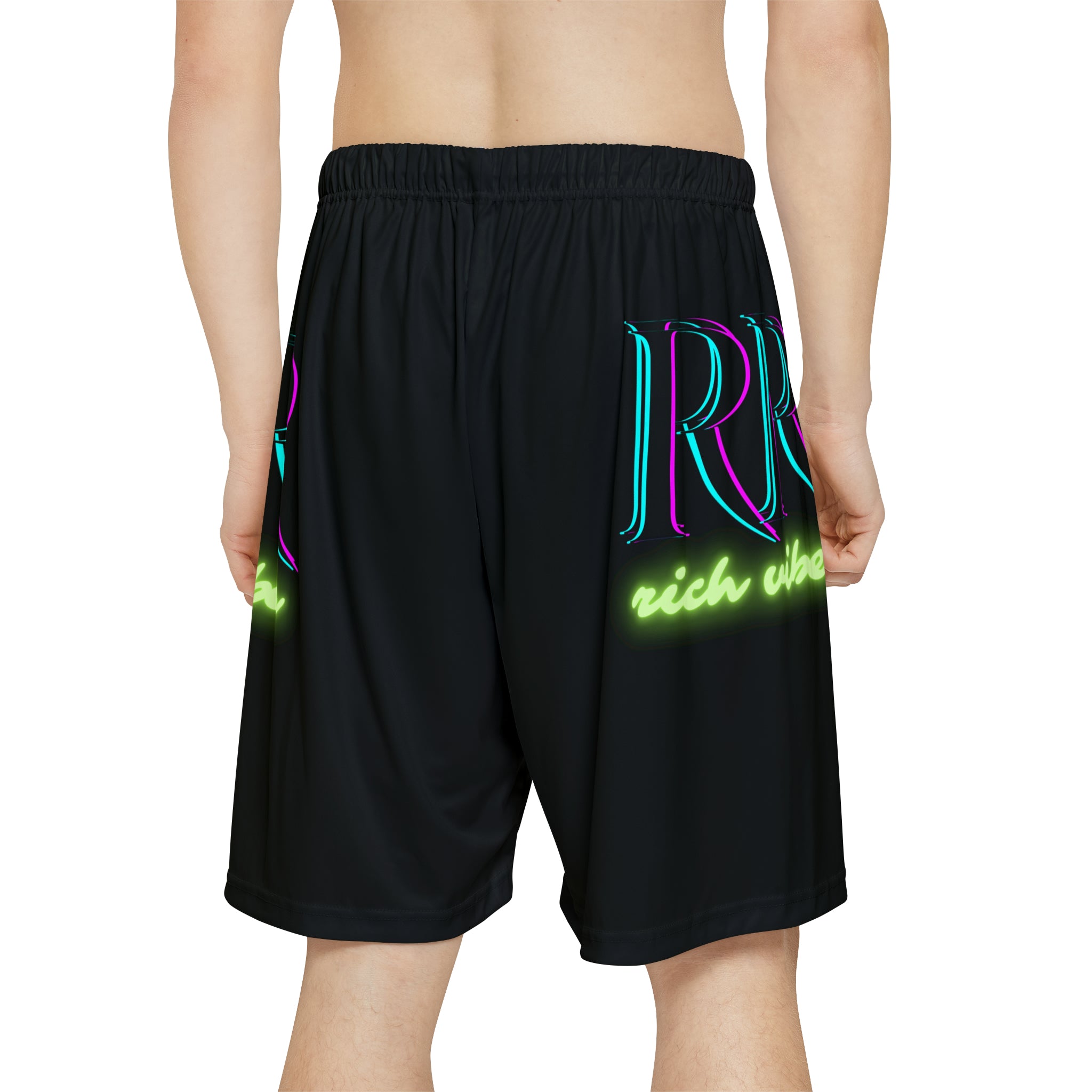 Rich Vibes RR RV Palm Tree Silhouette - Men’s Sports Shorts (AOP) Black