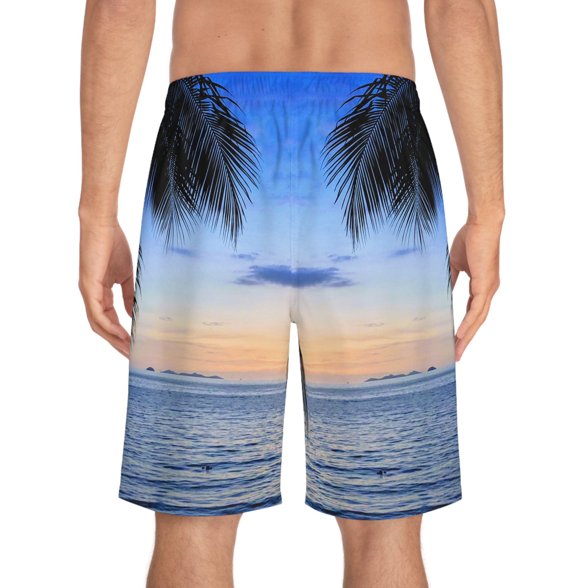Rich Vibes Sky Blue Sunset Beach Chill Vibes - Men's Board Shorts (AOP)