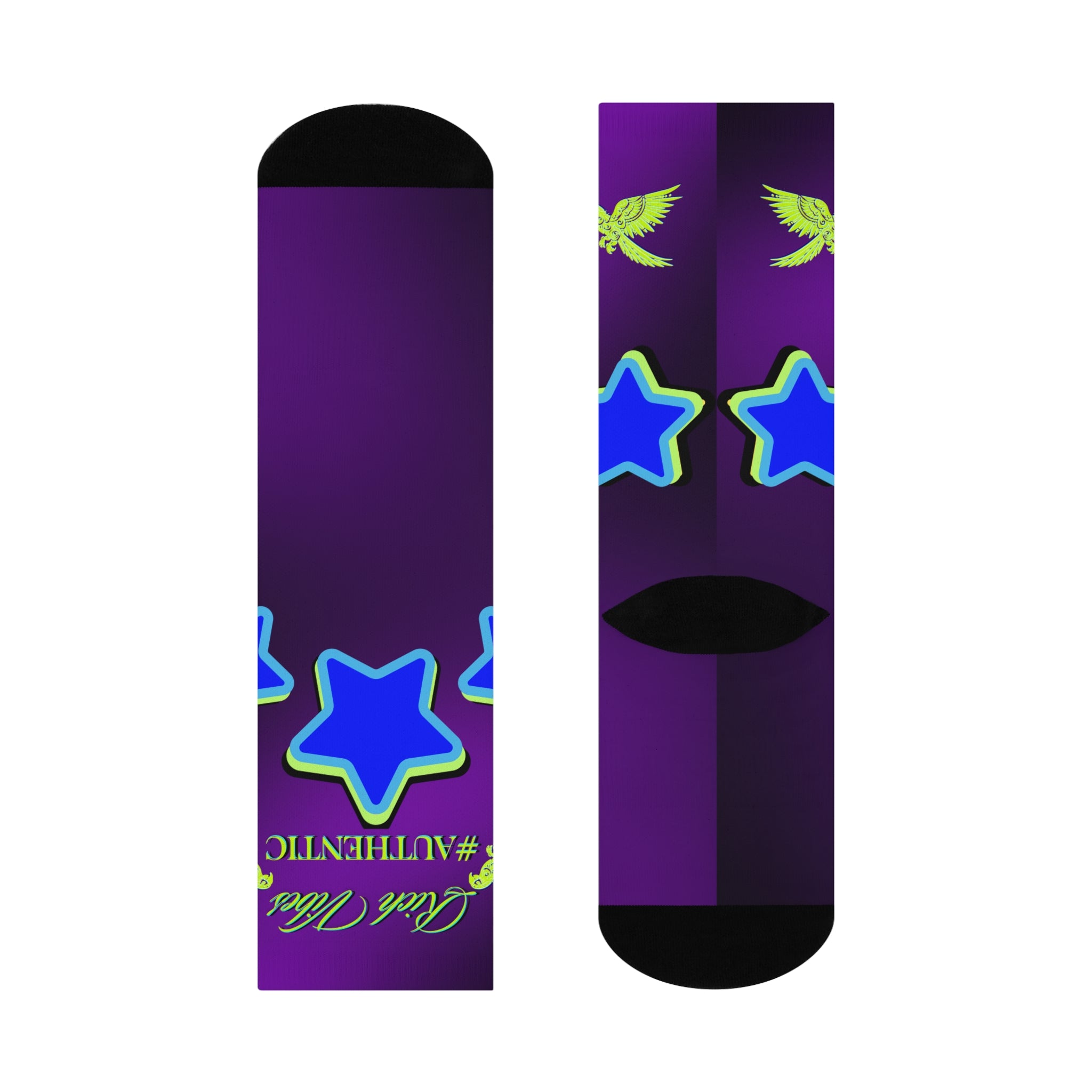 Rich Vibes Authentic Volt Blue Stars - Cushioned Crew Socks (Violet)
