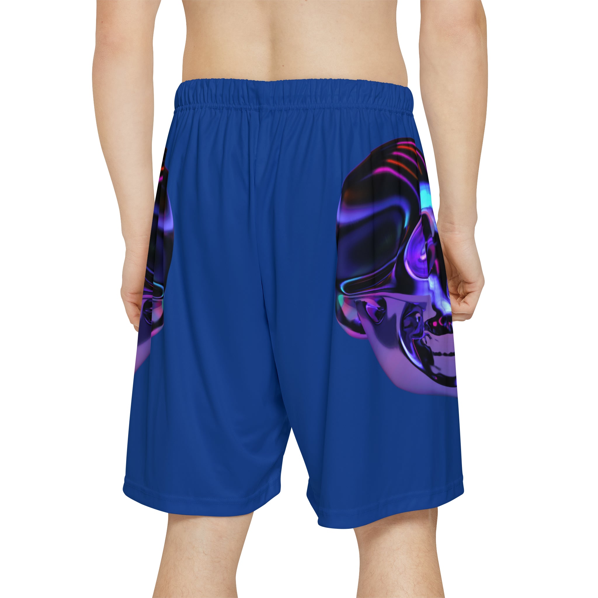 Rich Drip Psychedelic Metal Skull - RV Palm Tree Silhouette Men’s Sports Shorts (AOP) Royal Blue
