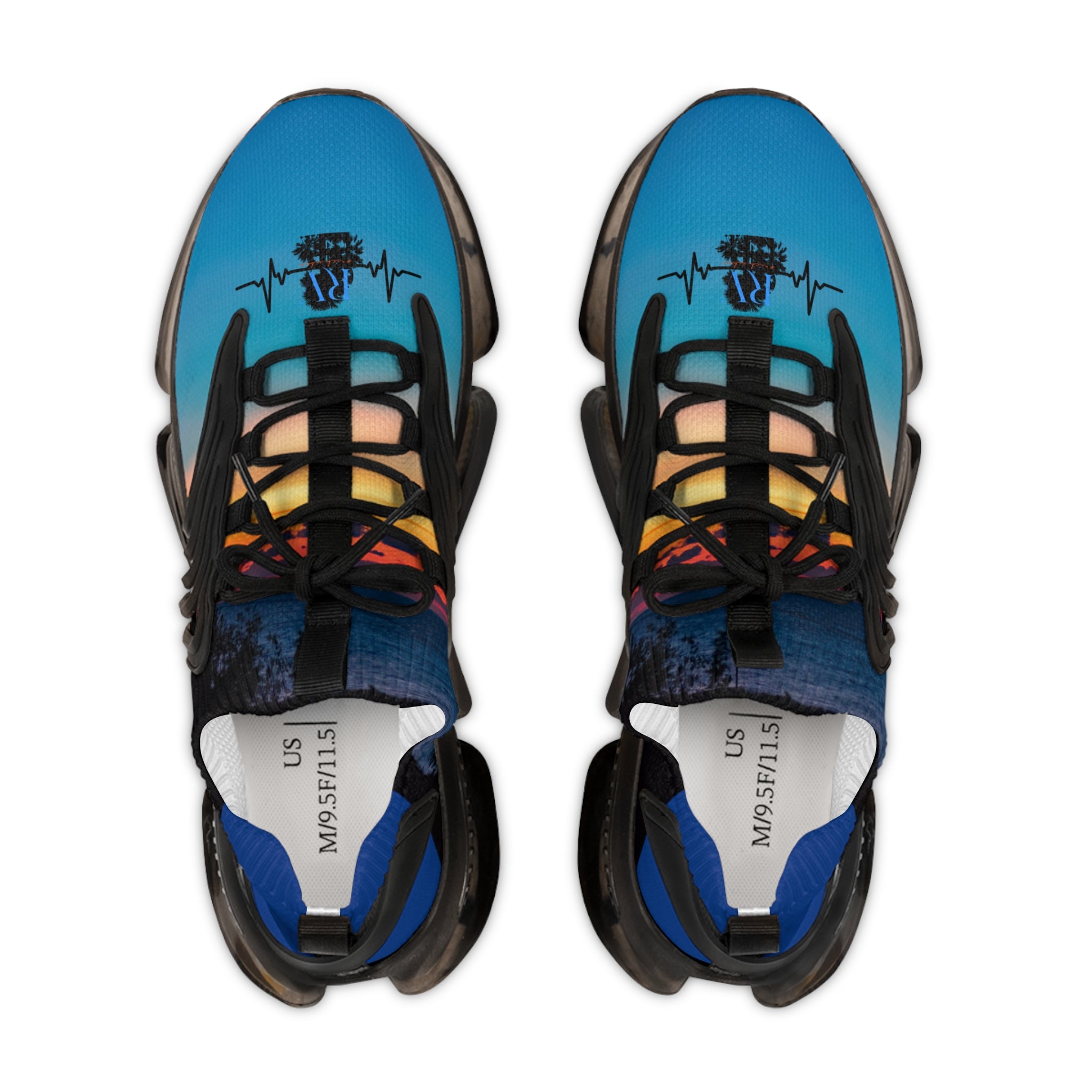 RV5 Black & Royal Blue Summer Sunset Beach - Men's Mesh Sneakers