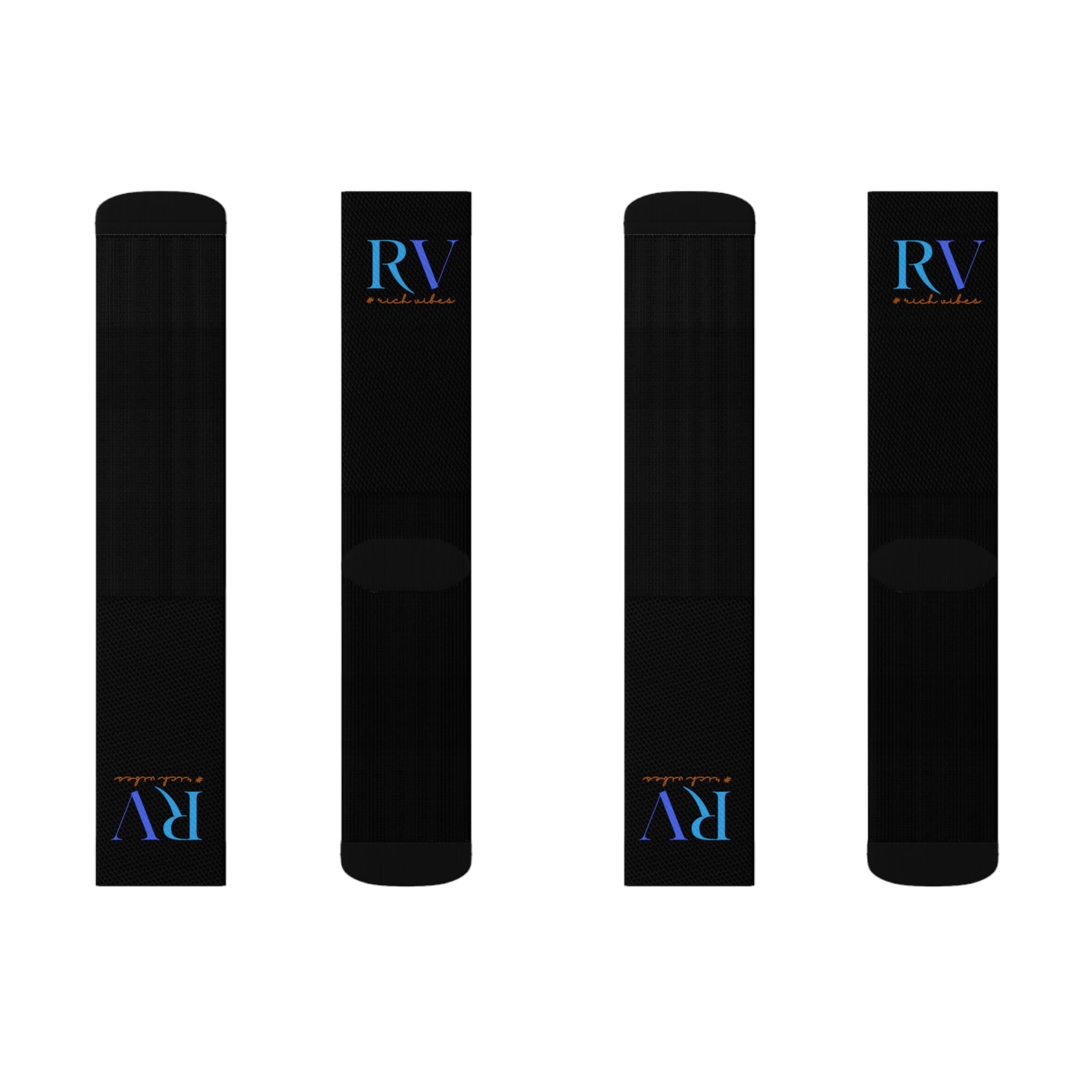 Rich Vibes RV Logo Black - Sublimation Socks