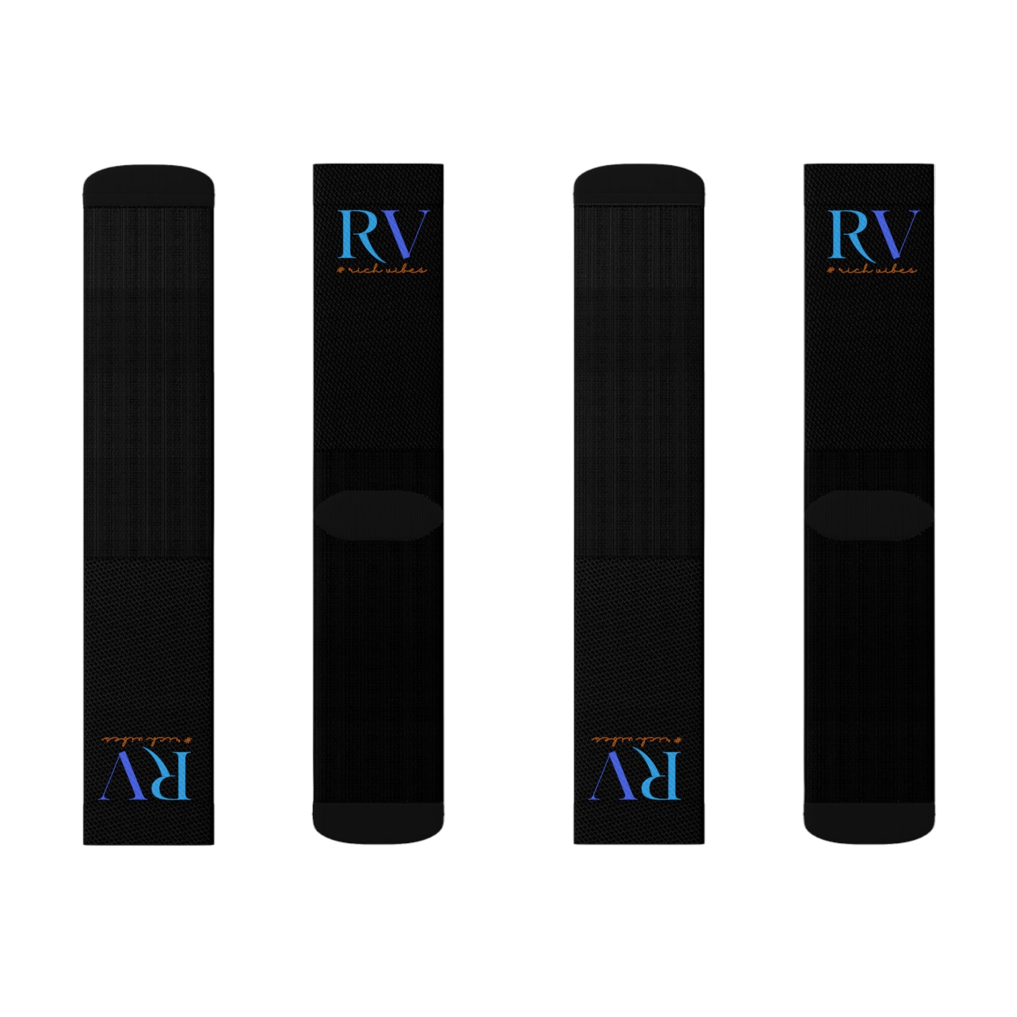 Rich Vibes RV Logo Black - Sublimation Socks