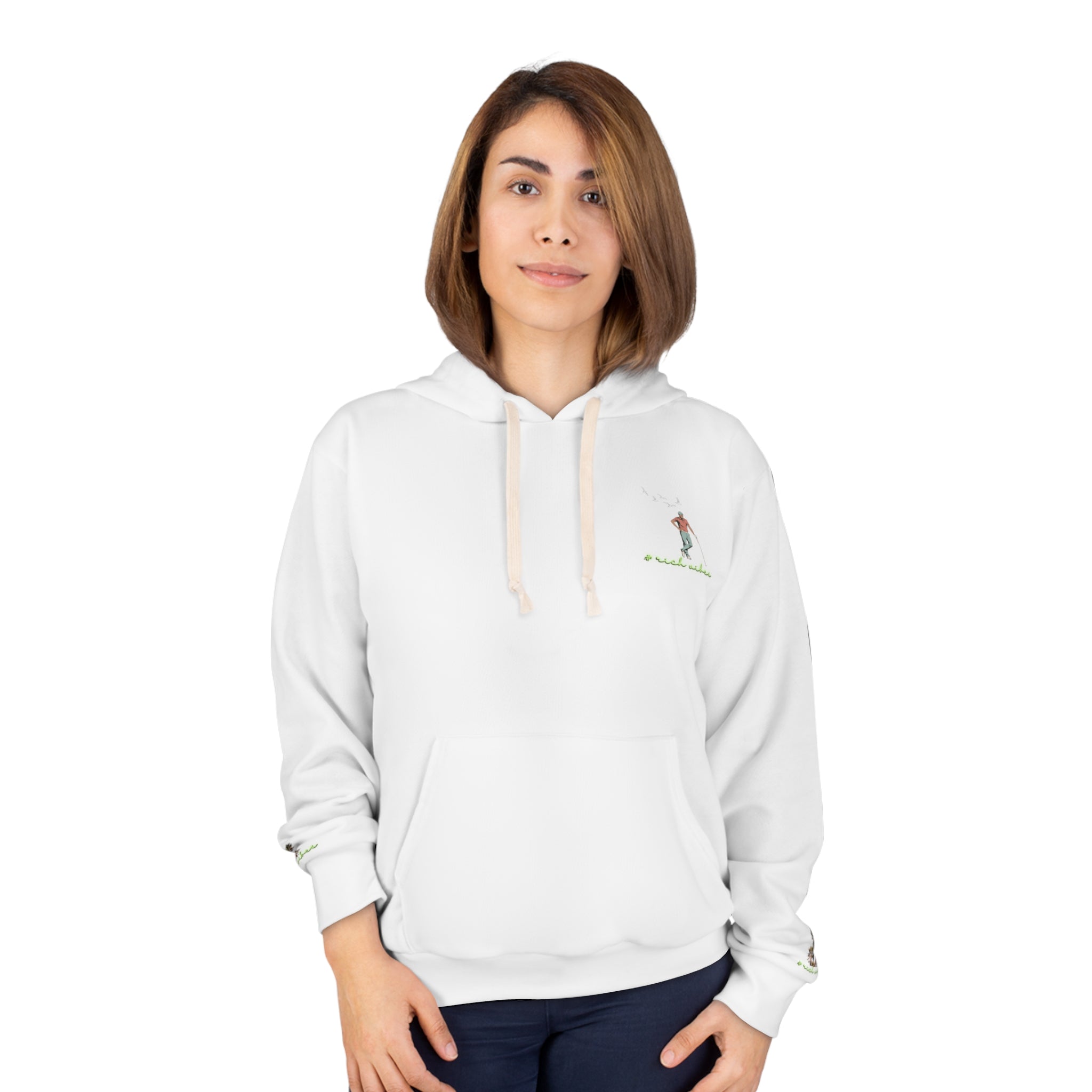 Rich Vibes White Volt RR Colorful Palm Trees Golf Pro 1.0 - Unisex Pullover Hoodie (AOP)