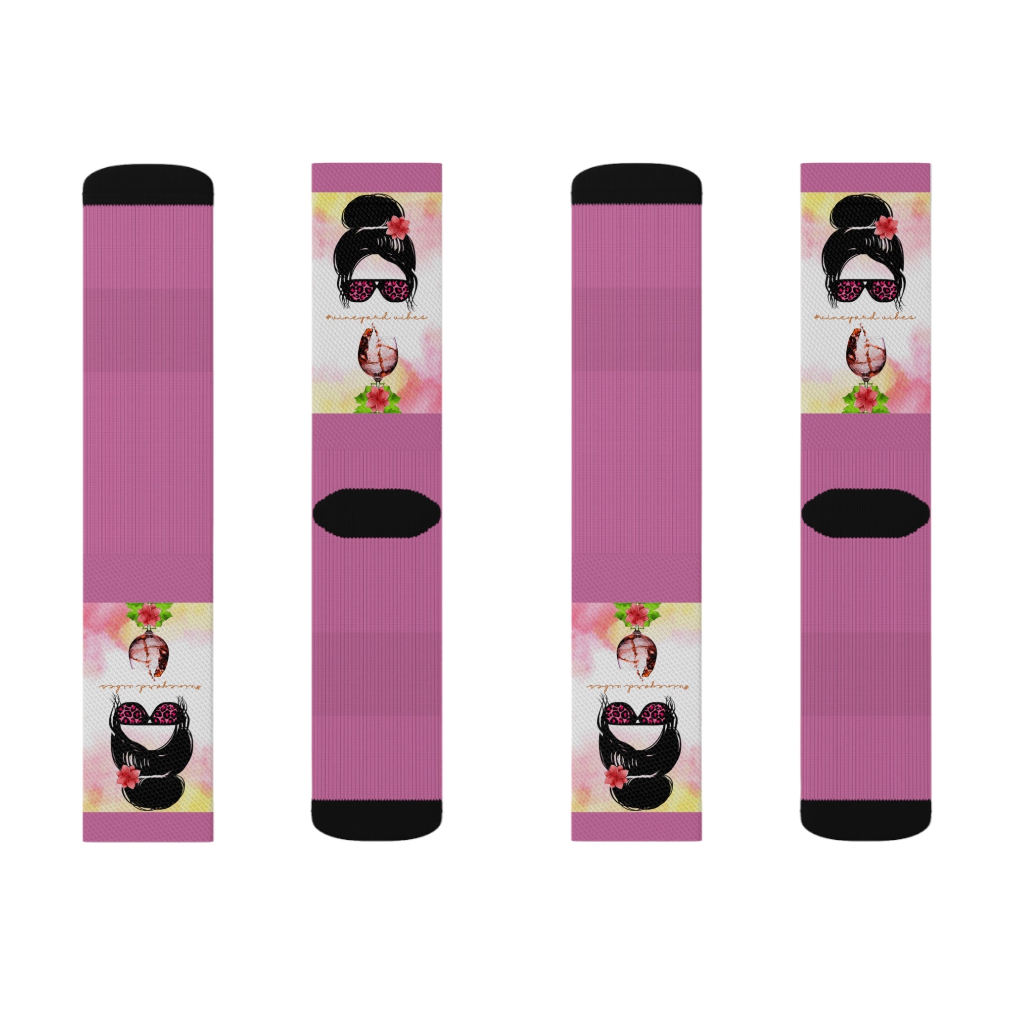 Vineyard Vibes Pink Water Colors Light Pink - Sublimation Socks