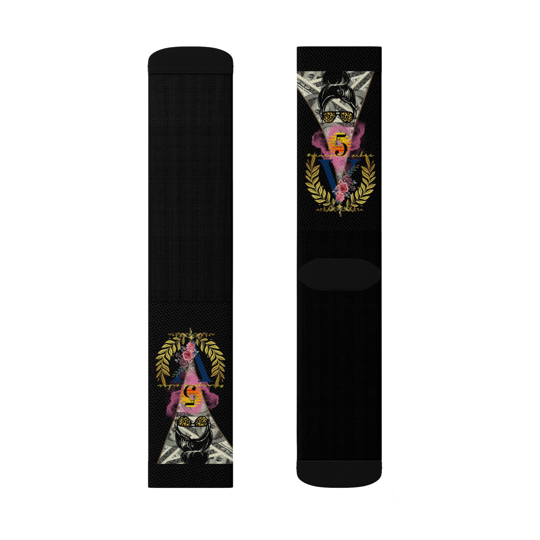 Vineyard Vibes V5 Vibes Colab Black - Sublimation Socks