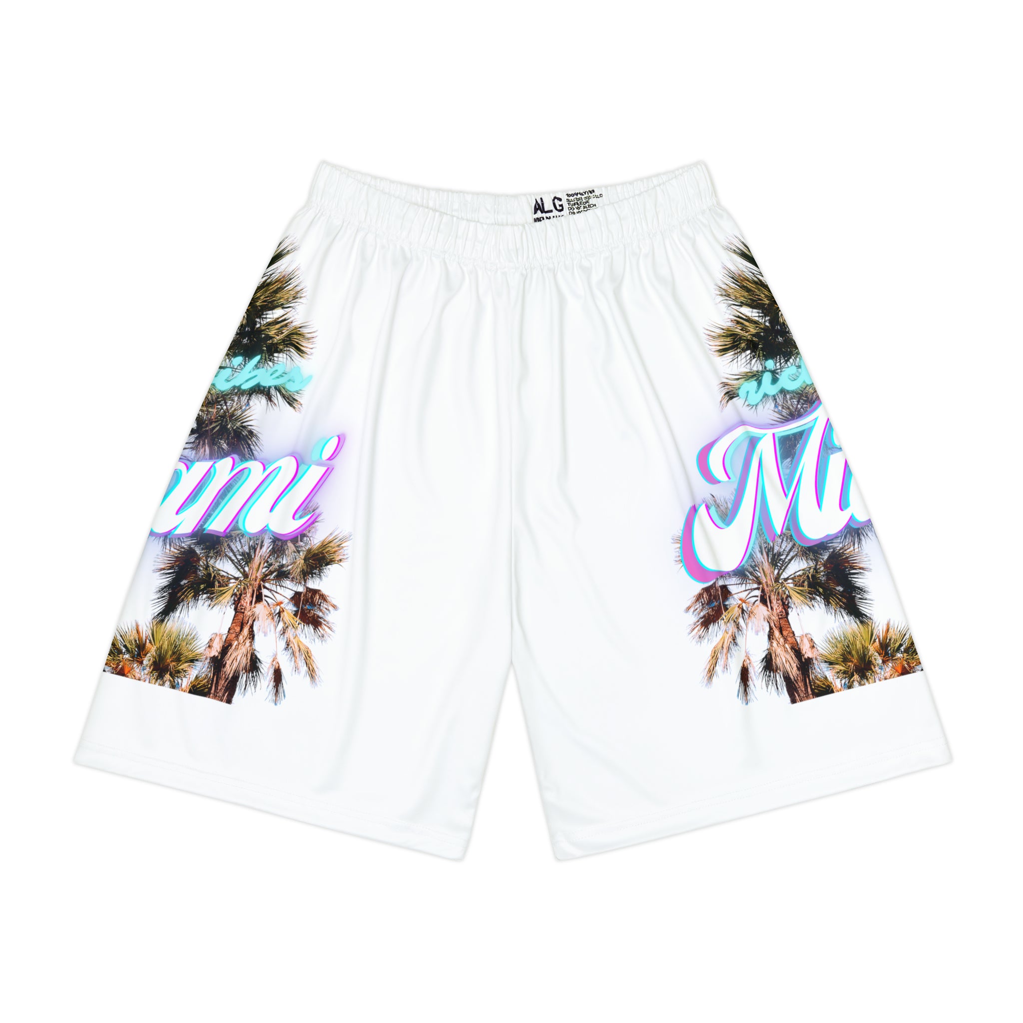 RV Rich Drip Miami Palm Tree Silhouette - Men’s Sports Shorts (AOP) White