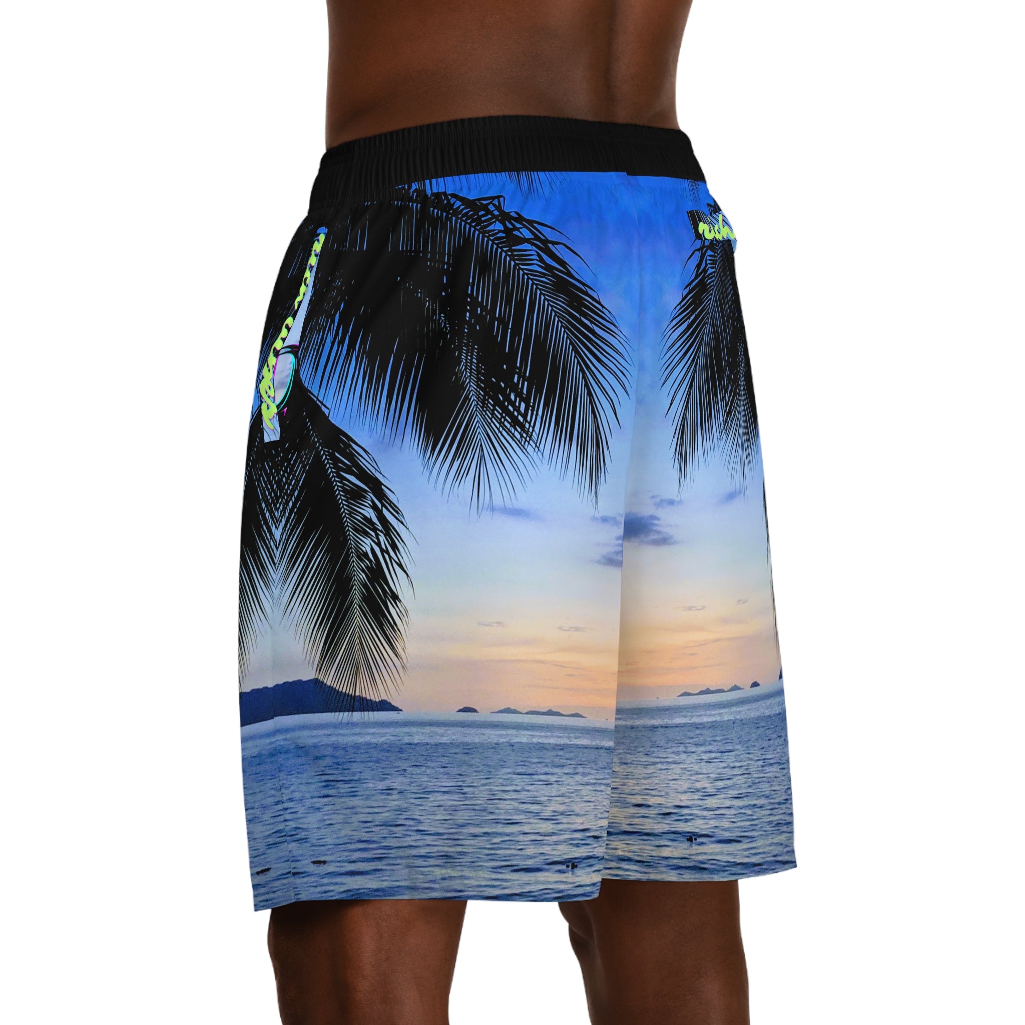 Rich Vibes Volt Blue Sky Sunset - Men's Jogger Shorts (AOP)Black
