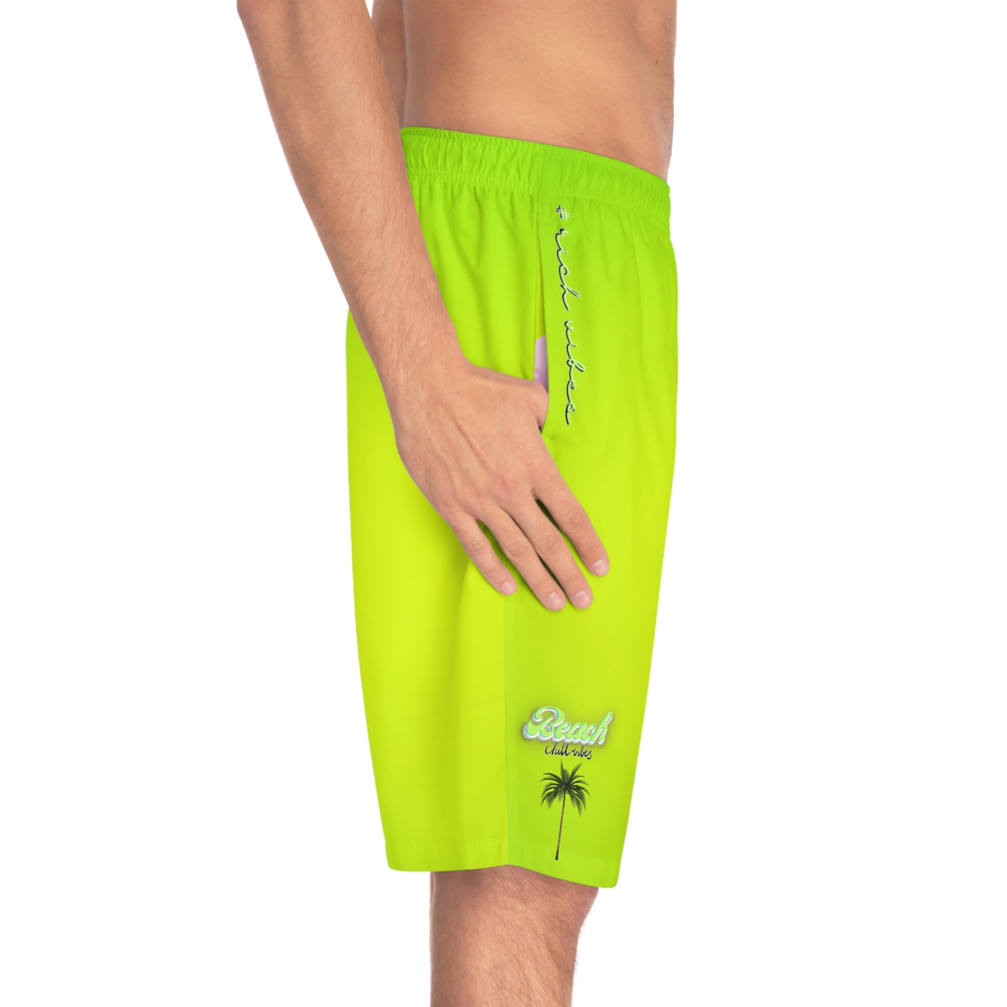 Rich Vibes Lime Green Tropical Beach Chill Vibes 1.0 - Men's Board Shorts (AOP)