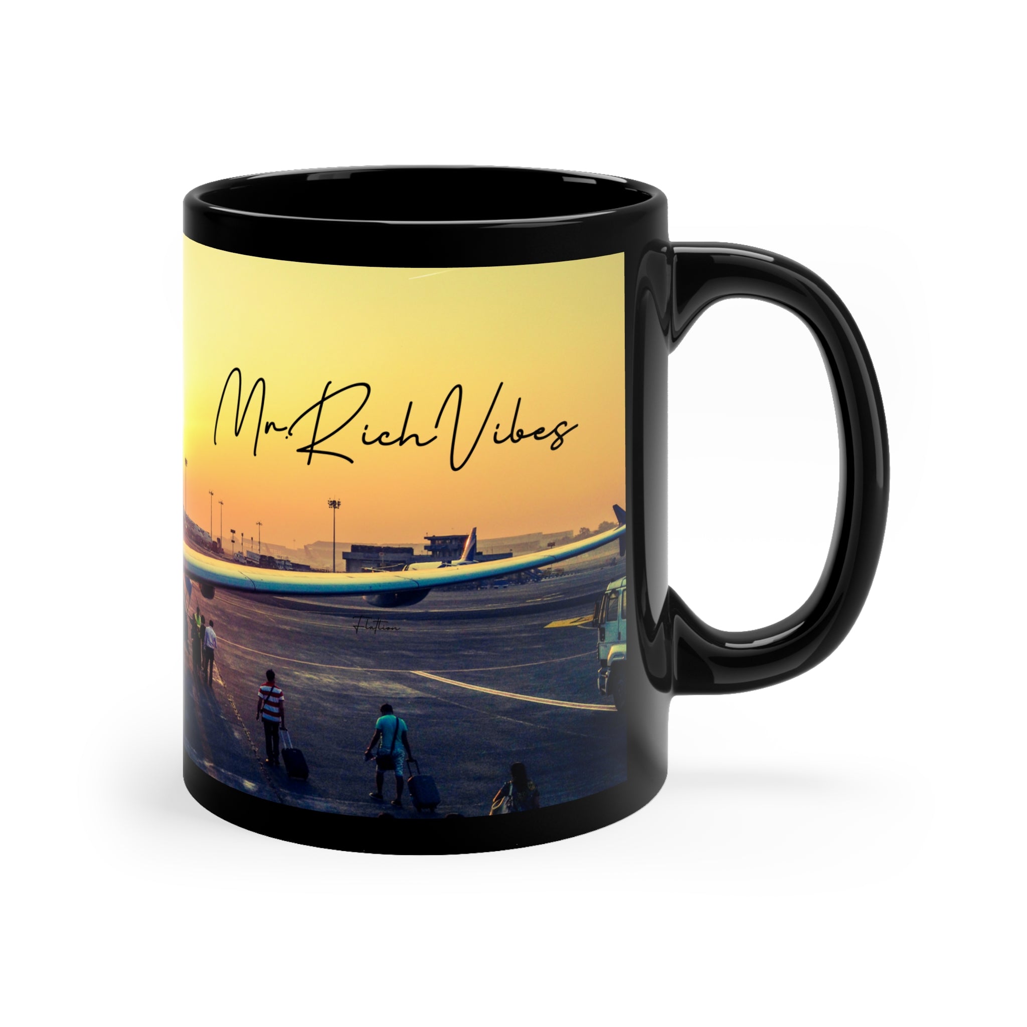 Rich Vibes Mr. Rich Vibes Sunset Plane - 11oz Black Mug
