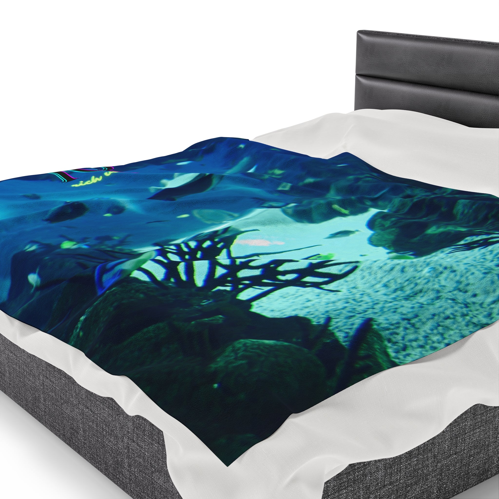 Rich Vibes Volt RR Blue Ocean Coral Reef  - Velveteen Plush Blanket
