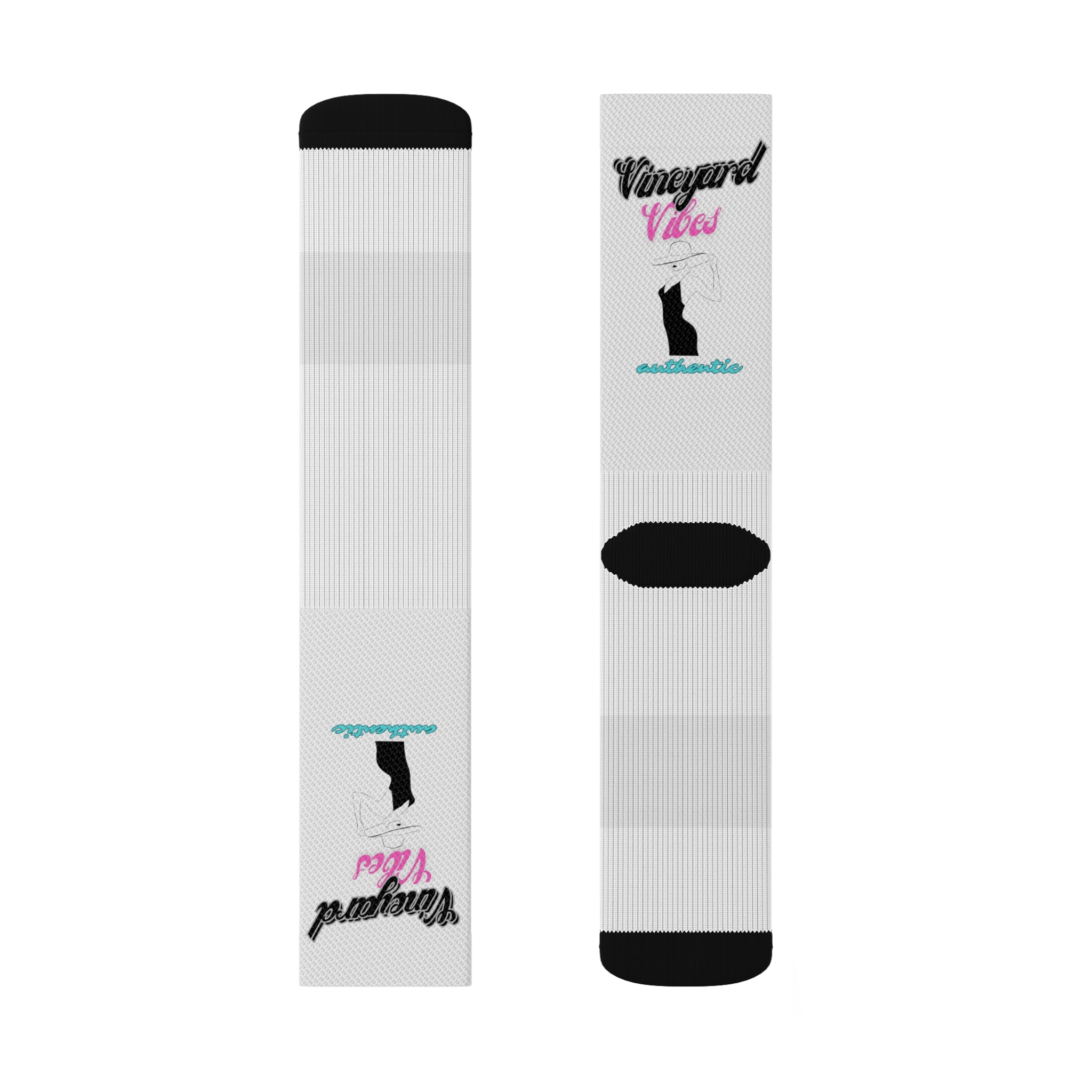 Vineyard Vibes Pink Silhouette White - Sublimation Socks