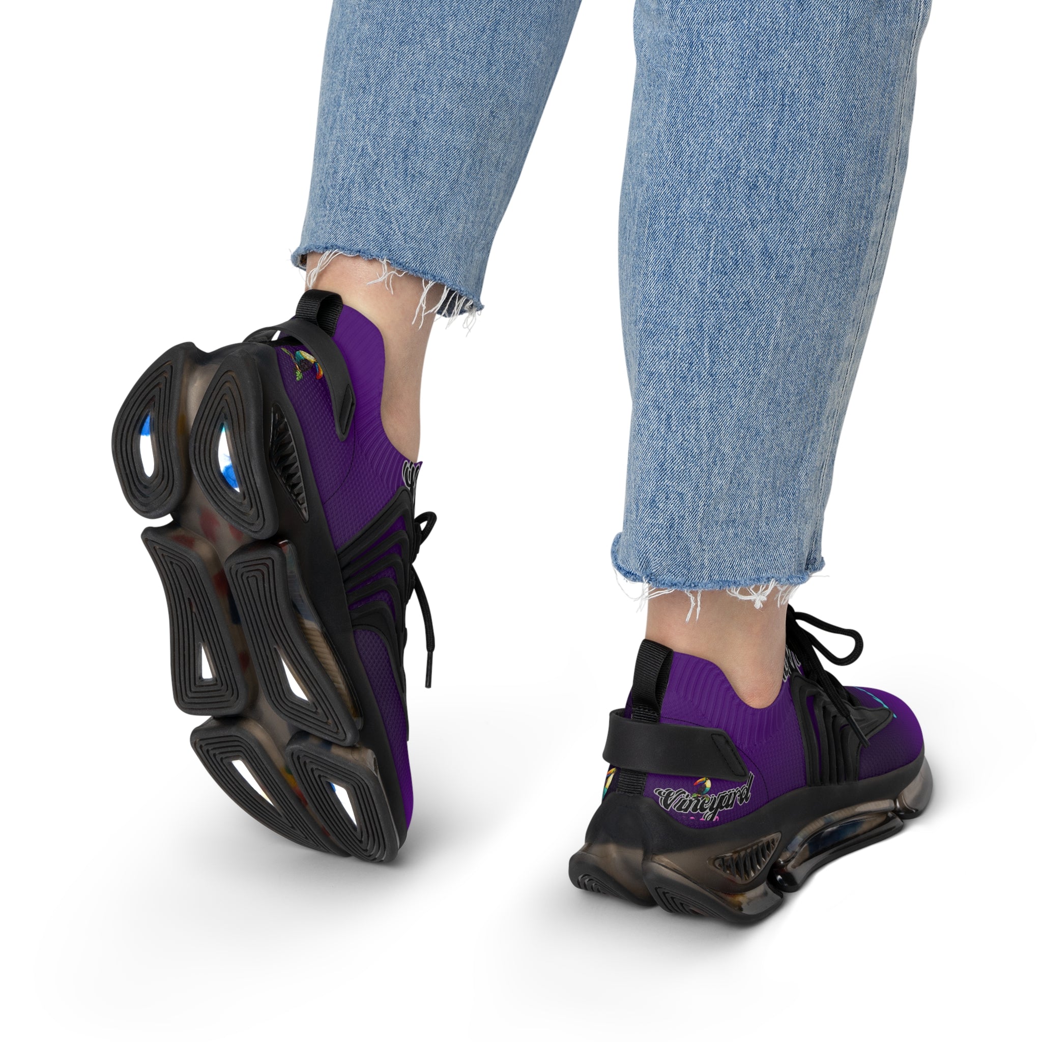 Vineyard Vibes Tropical Purple - Women's Mesh Sneakers