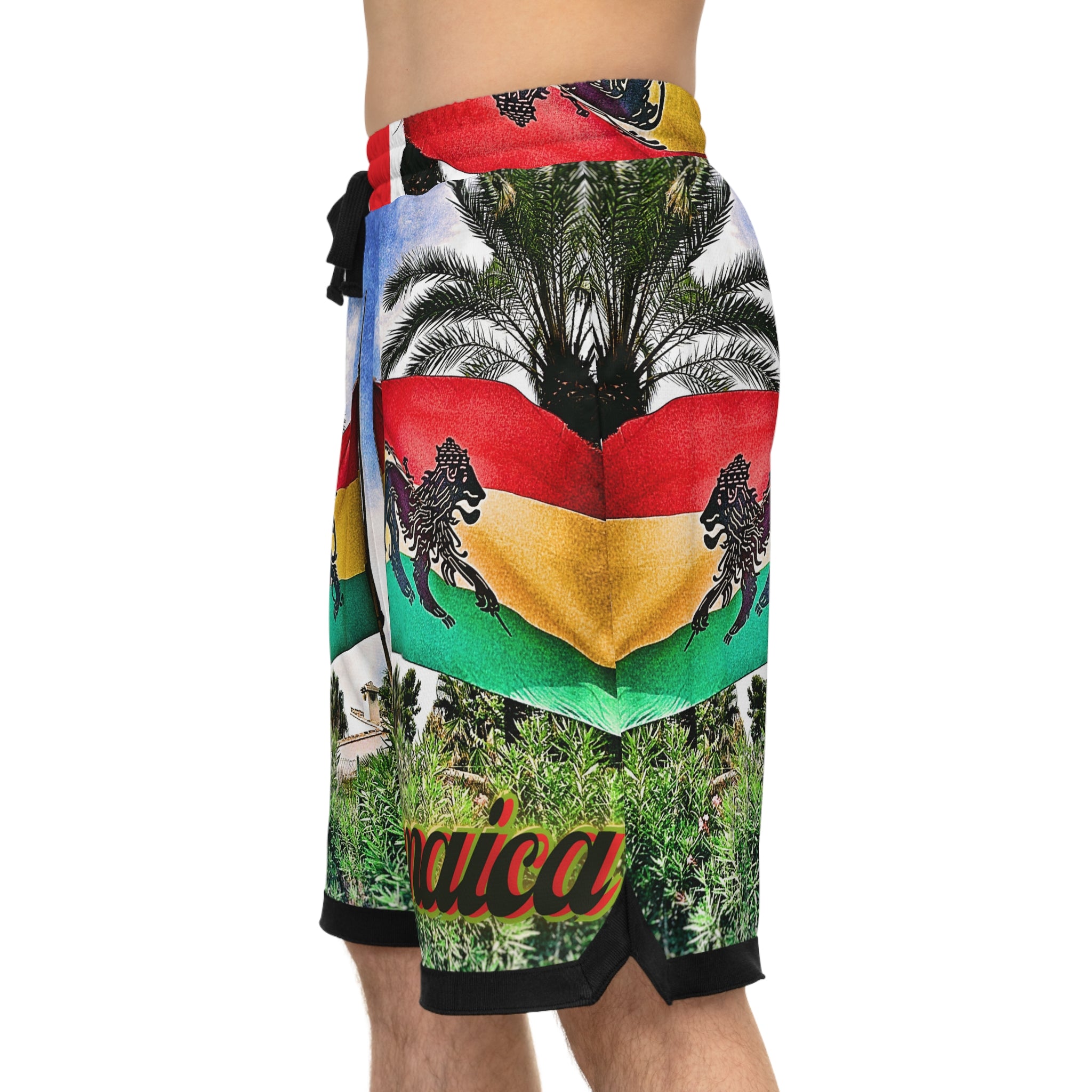 Lion of Judah Jamaica Flag RV Pulse - Basketball Rib Shorts (AOP)