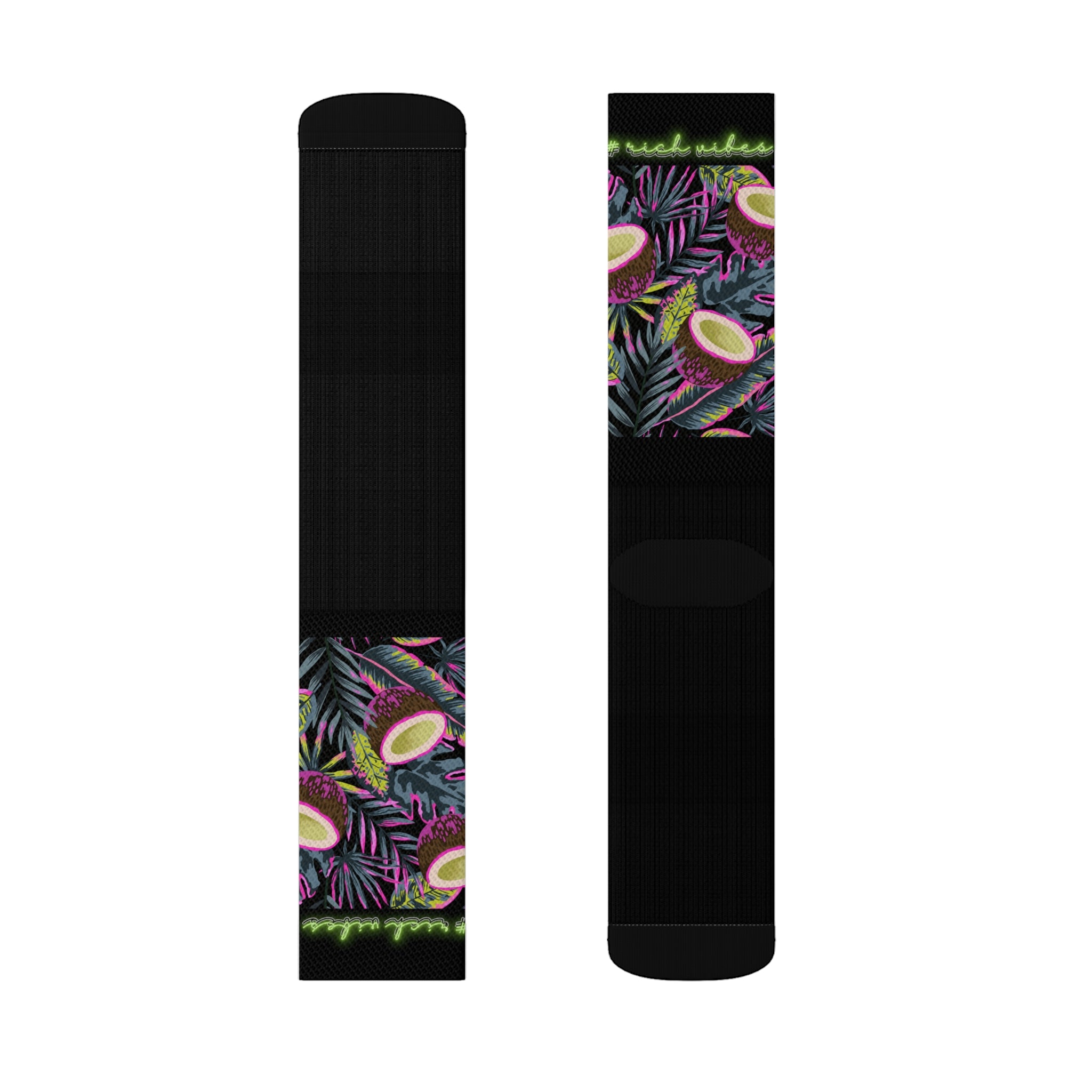 Rich Vibes Volt Tropical Coconut Black - Sublimation Socks
