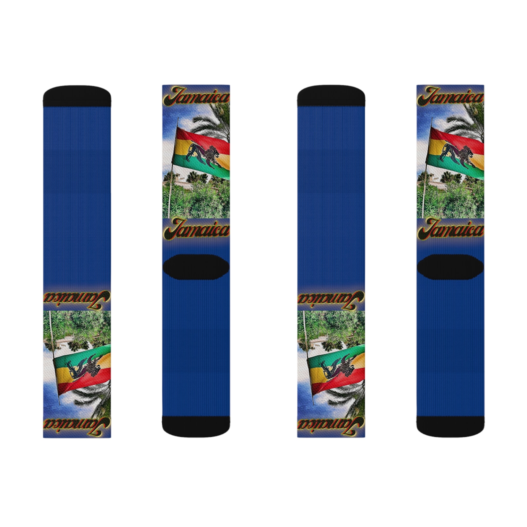 Lion Of Judah Jamaica Flag Dark Blue - Sublimation Socks