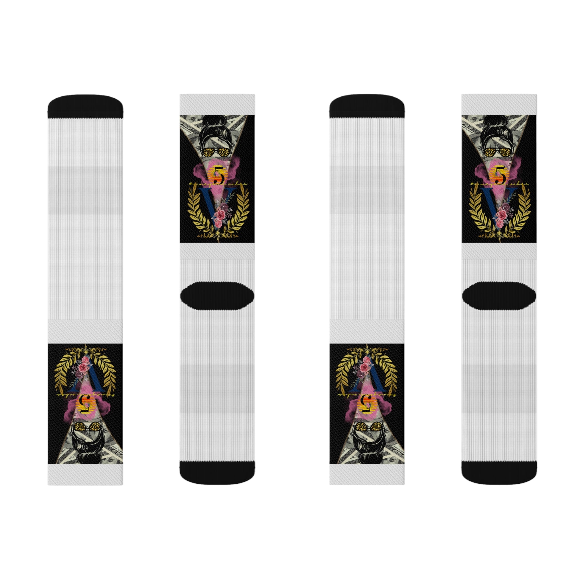 Vineyard Vibes V5 Vibes Colab White - Sublimation Socks