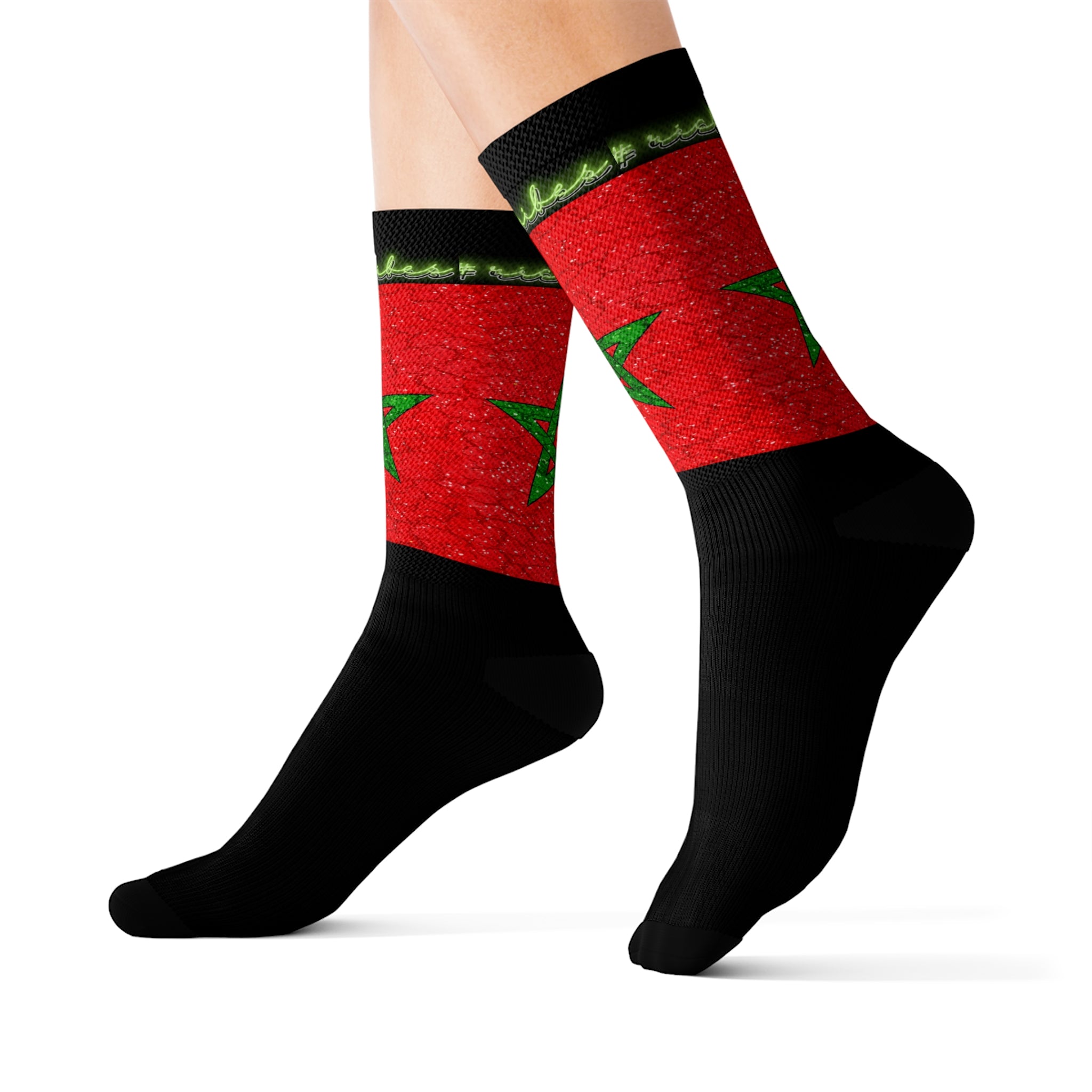 Rich Vibes Volt Moroco Grunge Flag Black - Sublimation Socks