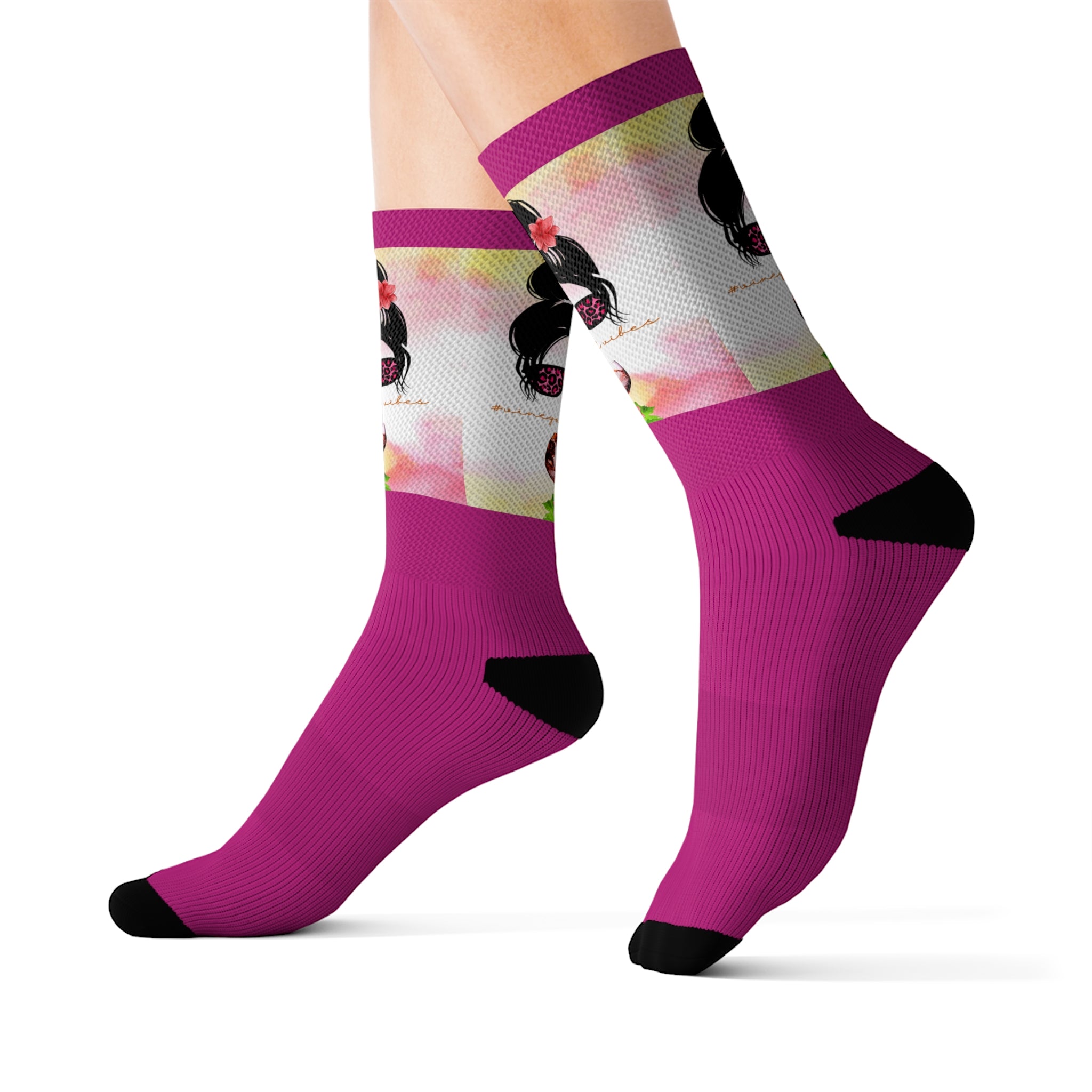 Vineyard Vibes Pink Water Colors Pink - Sublimation Socks