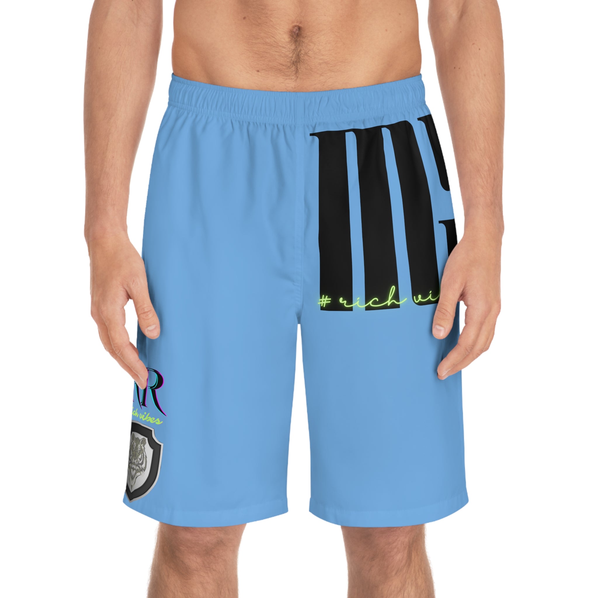 Rich Vibes Volt MG Tiger Shield Light Blue - Men's Board Shorts (AOP)