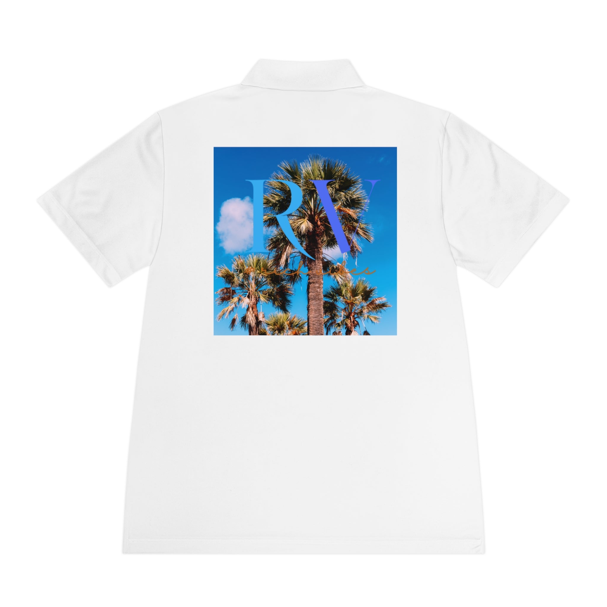 Rich Vibes Palm Trees RV Logo Blue Skies - Men's Sport Polo Shirt