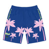Rich Vibes Royal Blue Tropical Pink Palm Tree Beach Chill Vibes 1.2 - Men's Board Shorts (AOP)