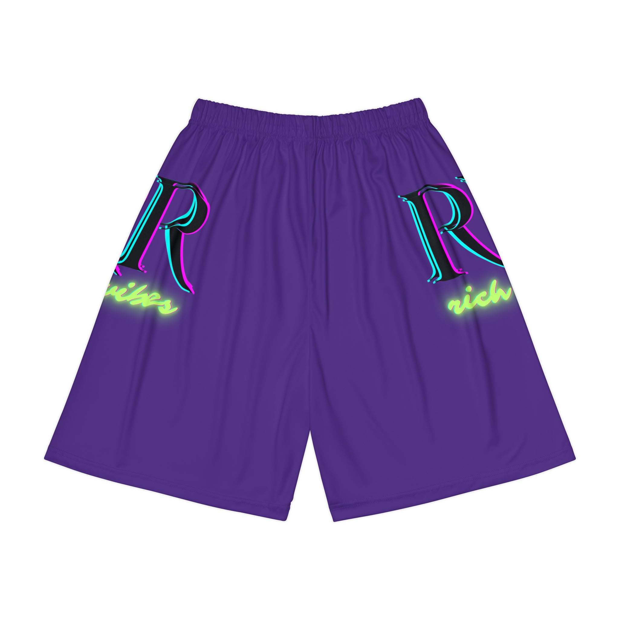 Rich Vibes RR RV Colorful Palm Tree Silhouette - Men’s Sports Shorts (AOP) Purple