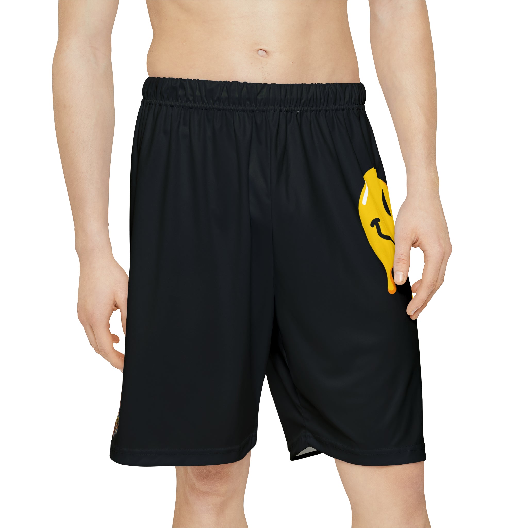 Rich Drip Drippy Smiley Faces Palm Tree Silhouette - Men’s Sports Shorts (AOP) Black