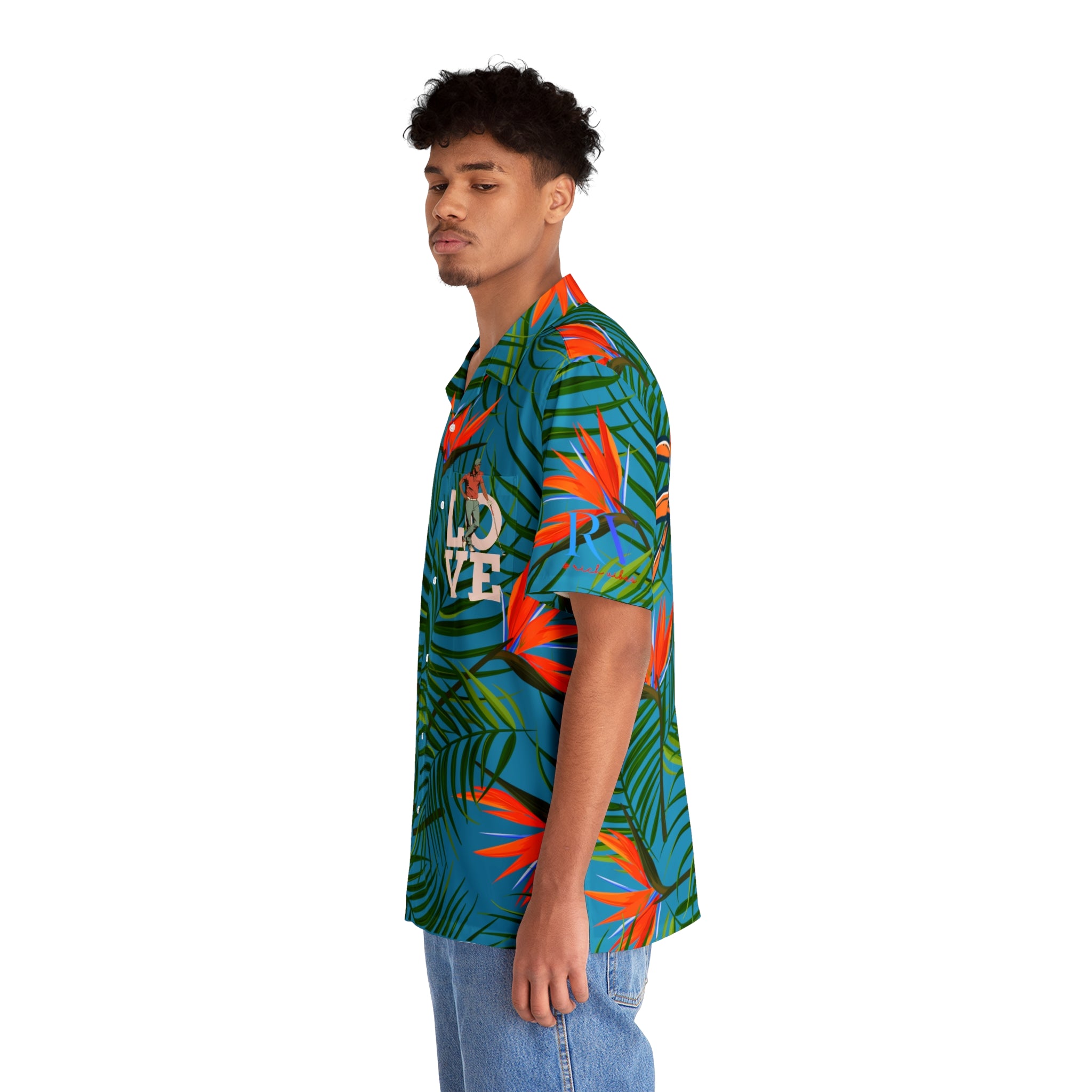 Rich Vibes Tropical RV Golfer's Love Chill Vibes - Men's Hawaiian Shirt (AOP)Turquoise