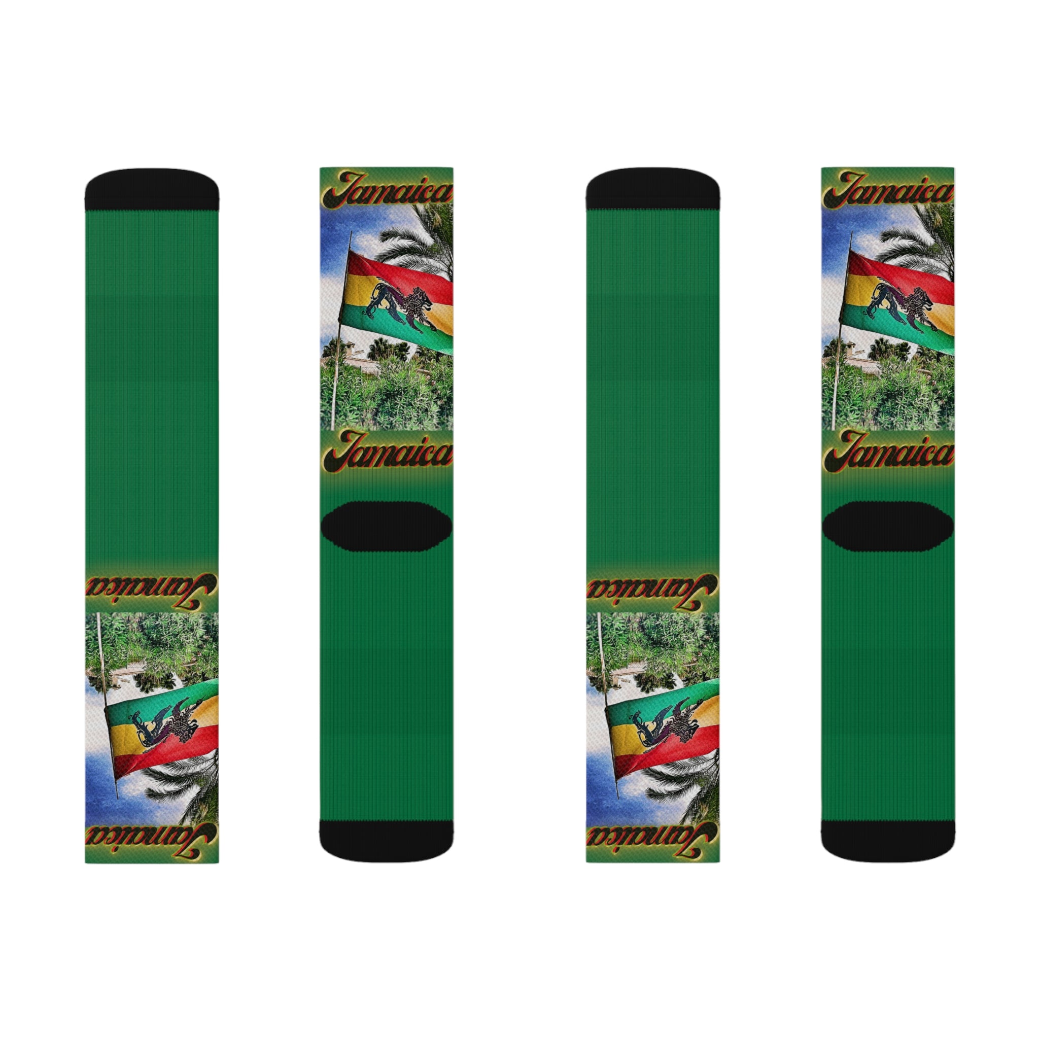 Lion Of Judah Jamaica Flag - Green Sublimation Socks