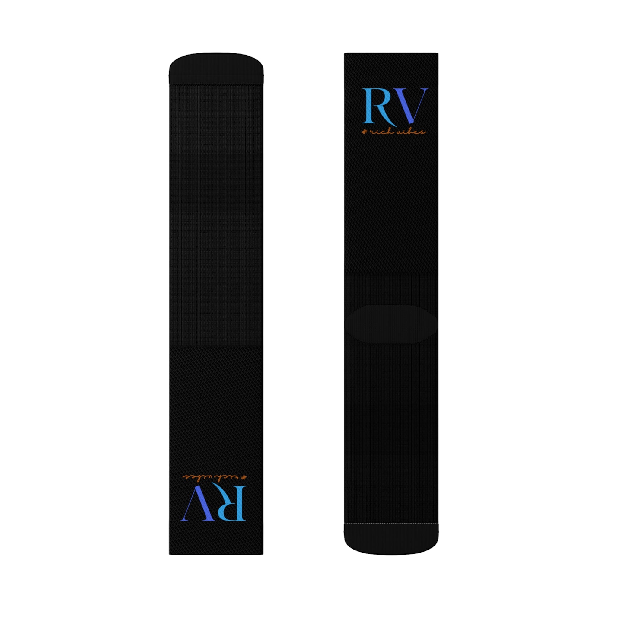 Rich Vibes RV Logo Black - Sublimation Socks