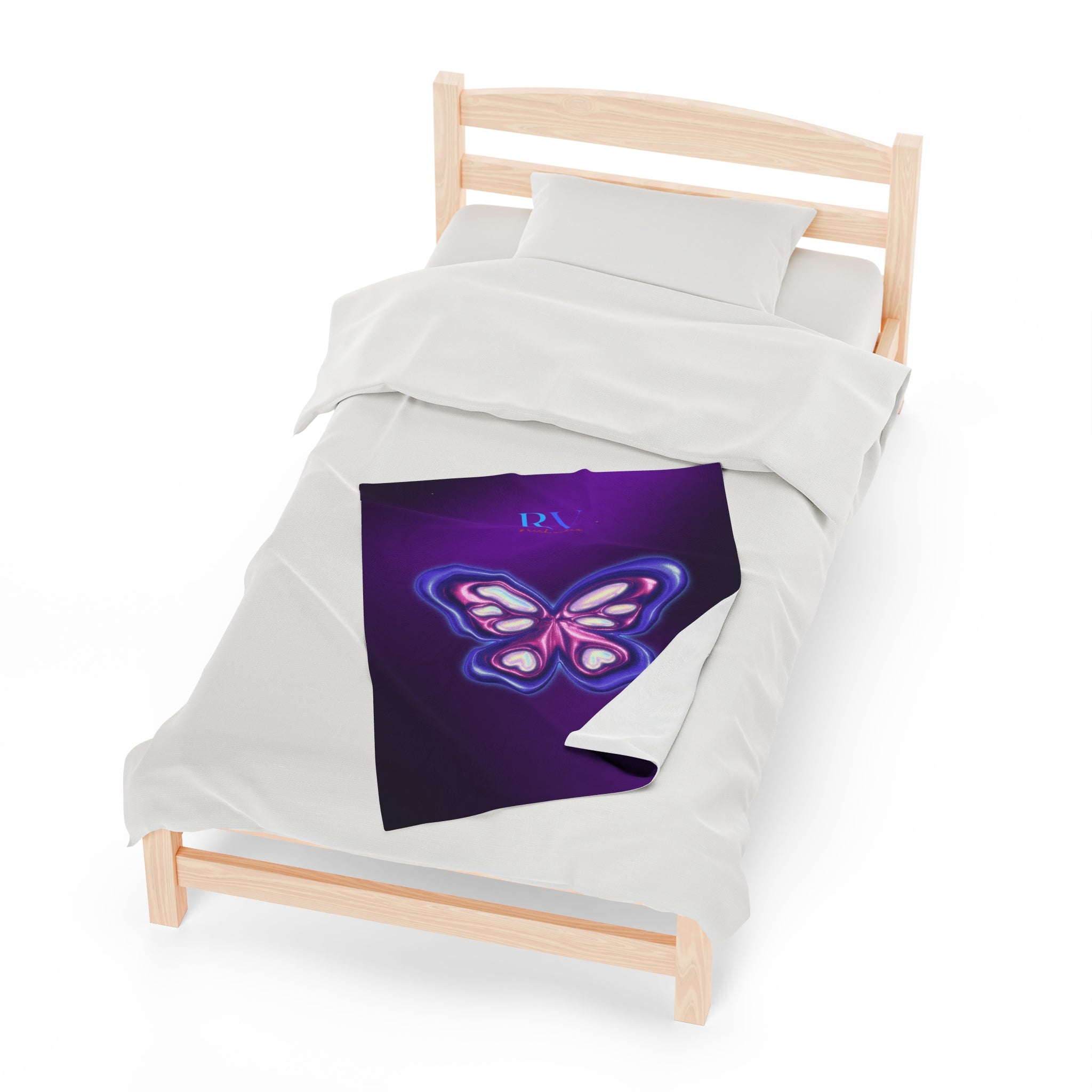 RV Rich Vibes Purple ButterFly  - Velveteen Plush Blanket