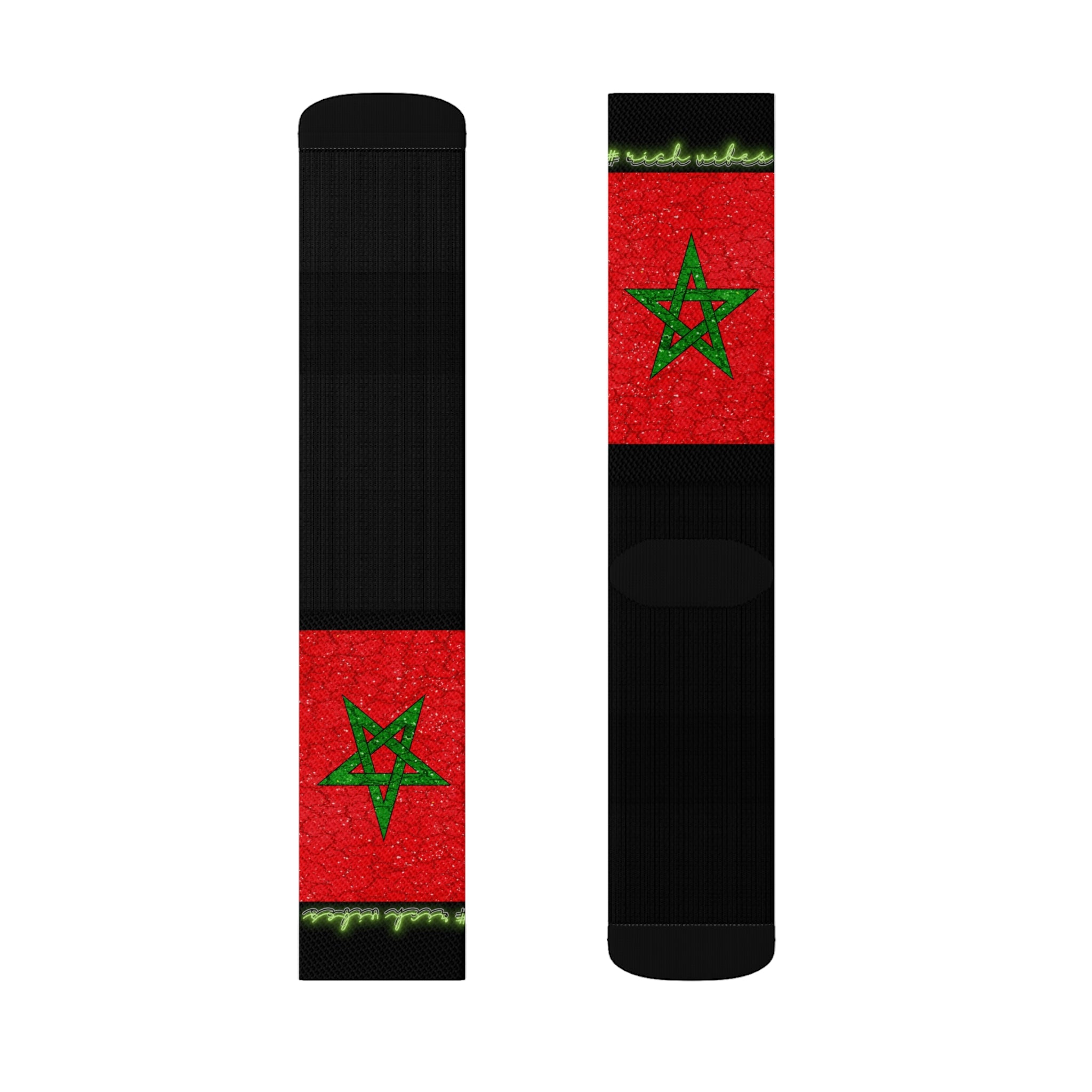 Rich Vibes Volt Moroco Grunge Flag Black - Sublimation Socks