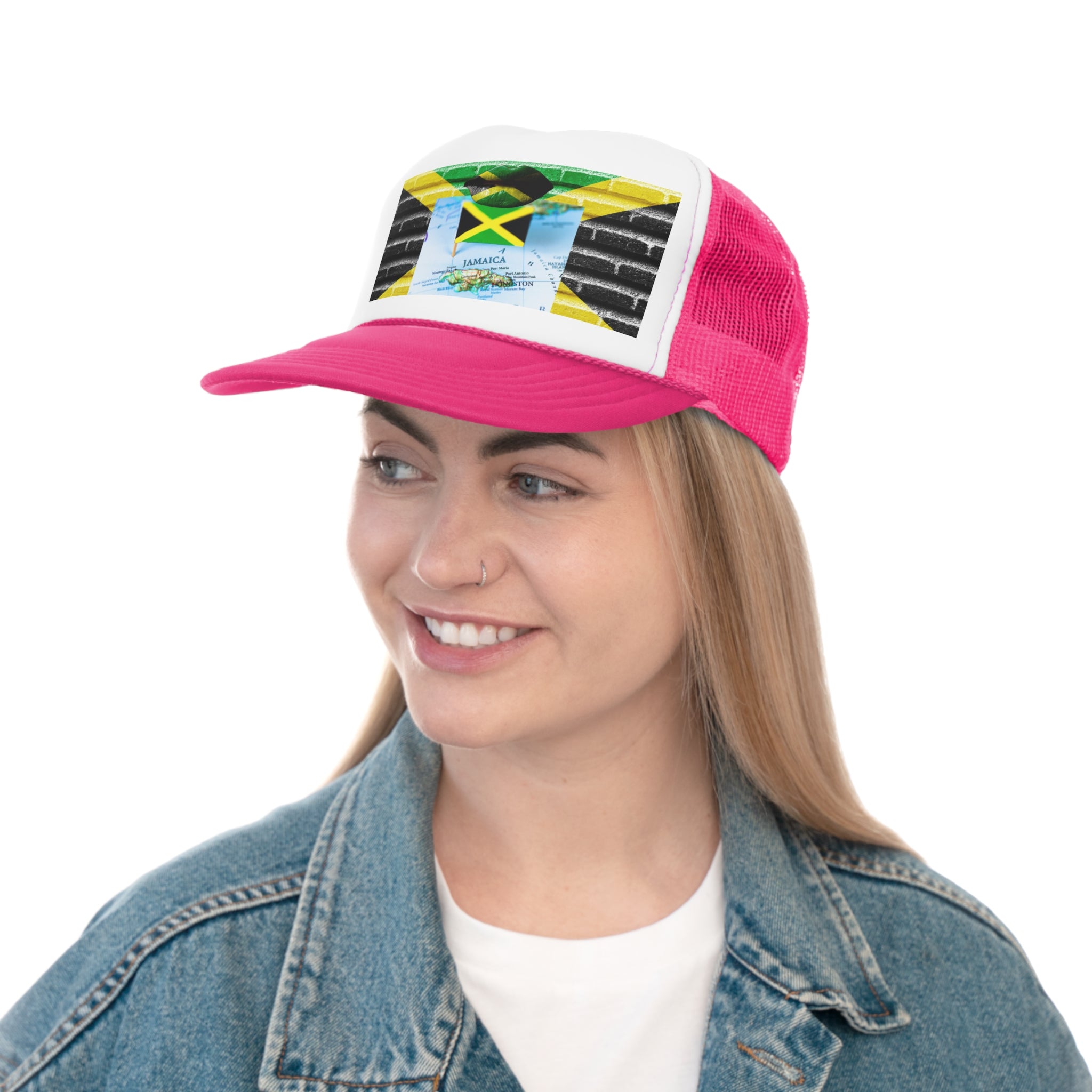 Rich Vibes Jamaica Flag Lips on the Map - Trucker Hat