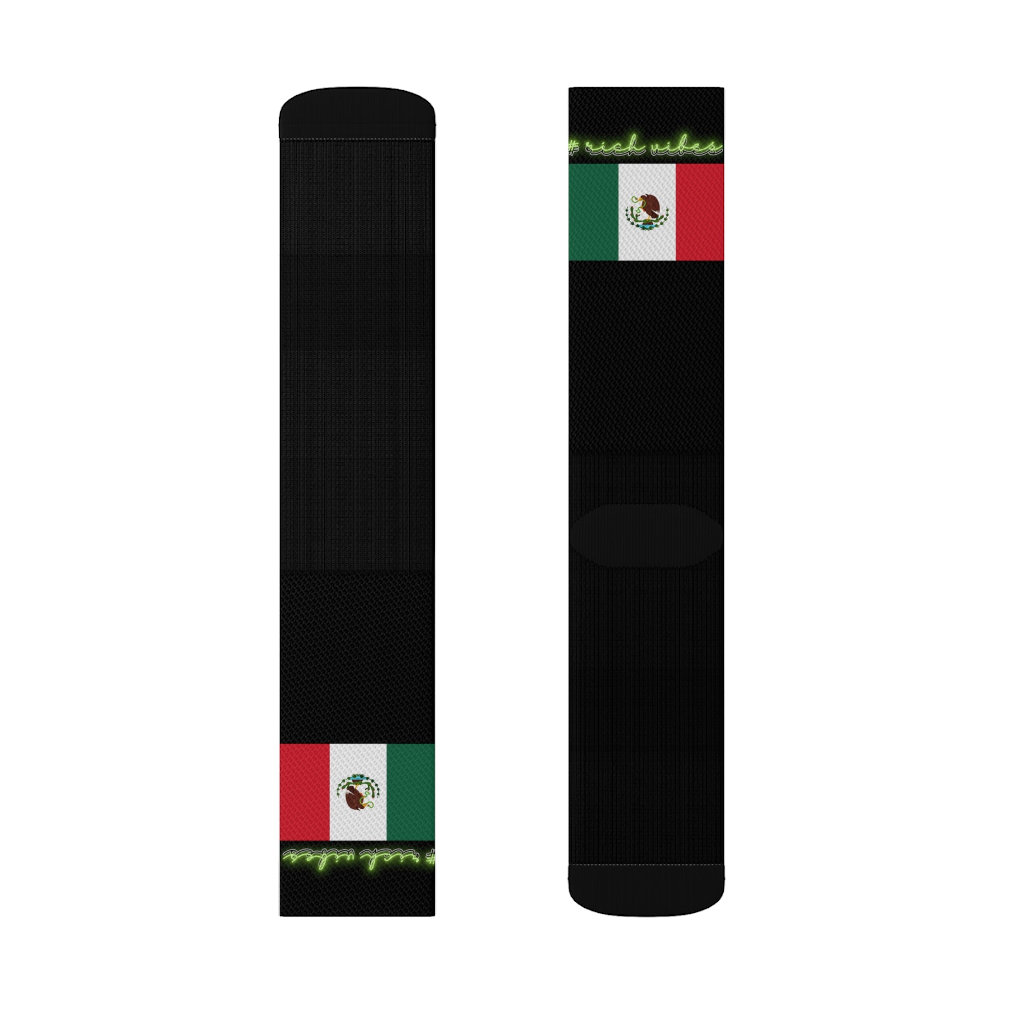 Rich Vibes Volt Mexican Flag Black - Sublimation Socks