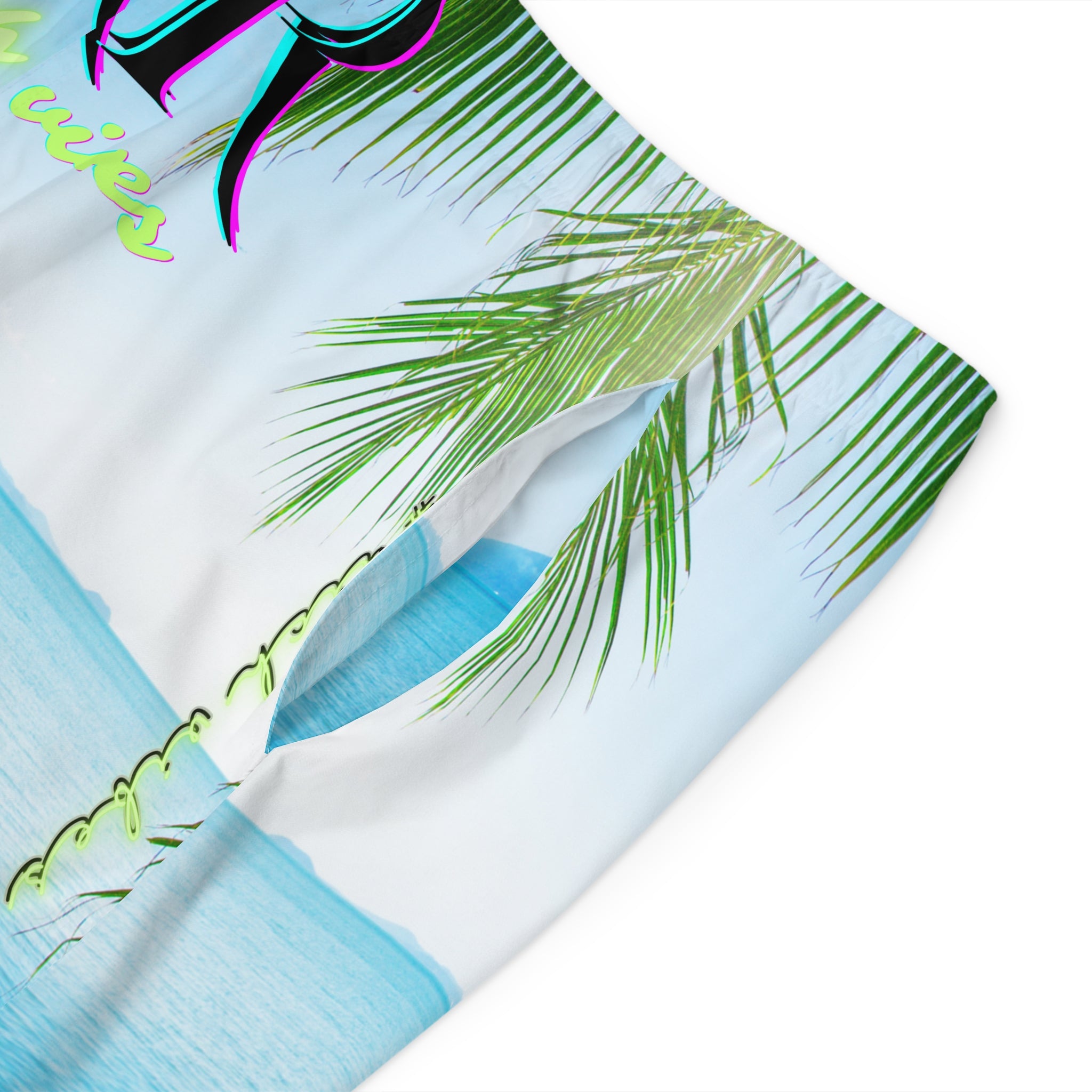 Rich Vibes Sky Blue Sea Foam Beach Chill Vibes - Men's Board Shorts (AOP)