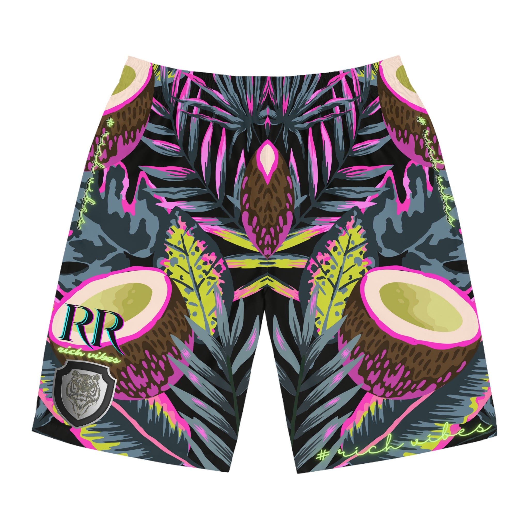 Rich Vibes RR Volt Tropical Coconut Palm Tree - Men's Board Shorts (AOP)