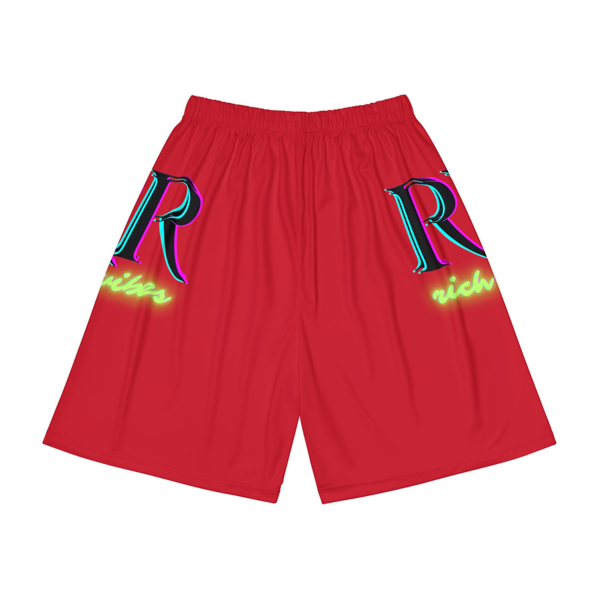 Rich Vibes RR RV Colorful Palm Tree Silhouette - Men’s Sports Shorts (AOP) Red