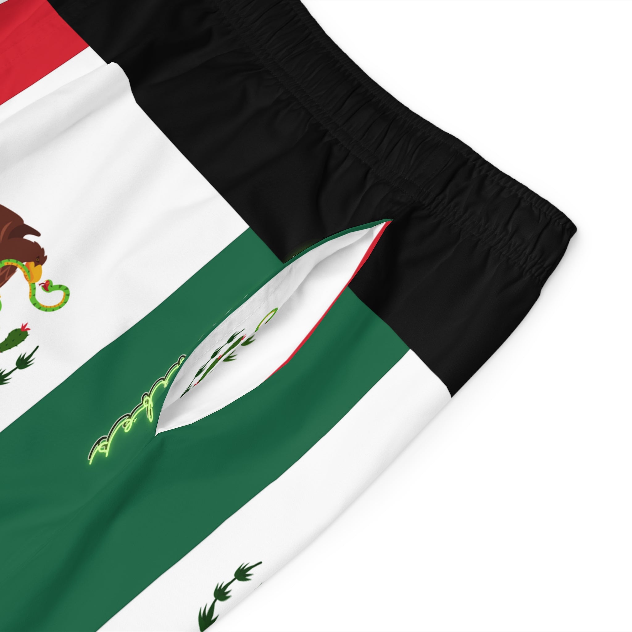 Rich Vibes RR Volt Mexican Flag Tiger Shield 3.5 - Men's Board Shorts (AOP)