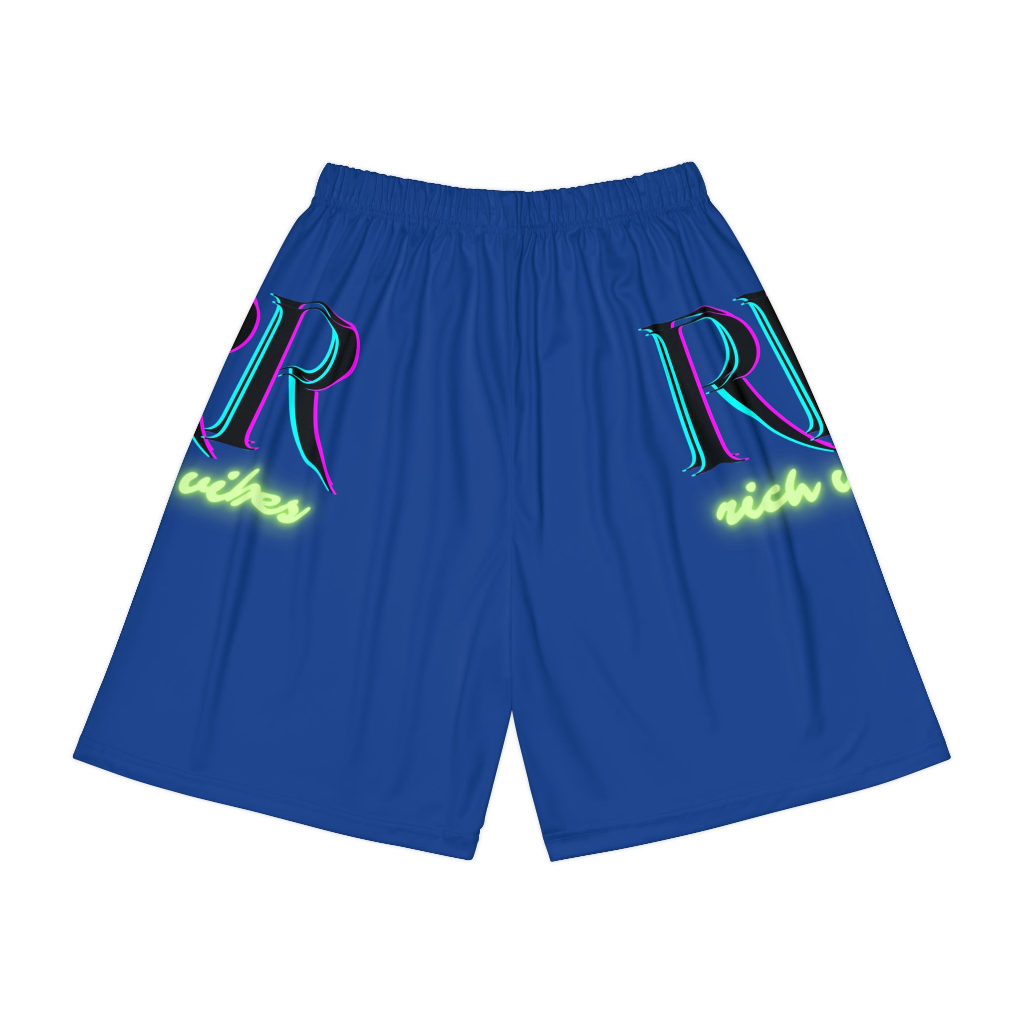 Rich Vibes RR RV Palm Tree Silhouette - Men’s Sports Shorts (AOP) Royal Blue