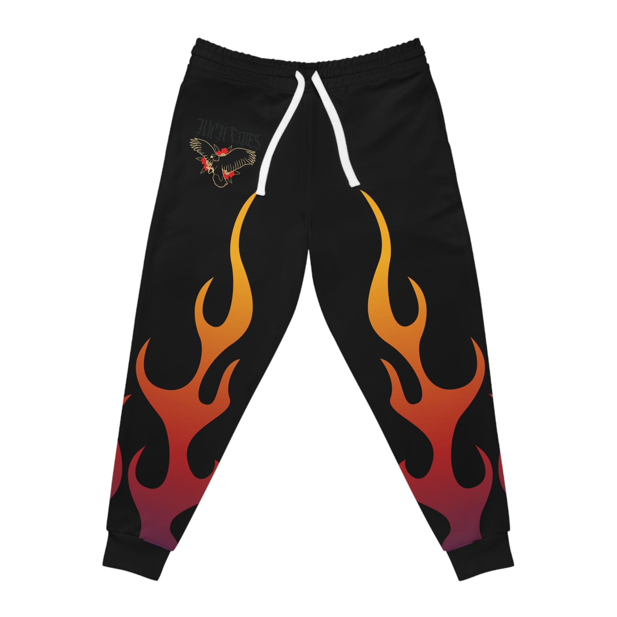 Rich Vibes Gothic Black Bird Flames City Skyline - Athletic Joggers (AOP) Black