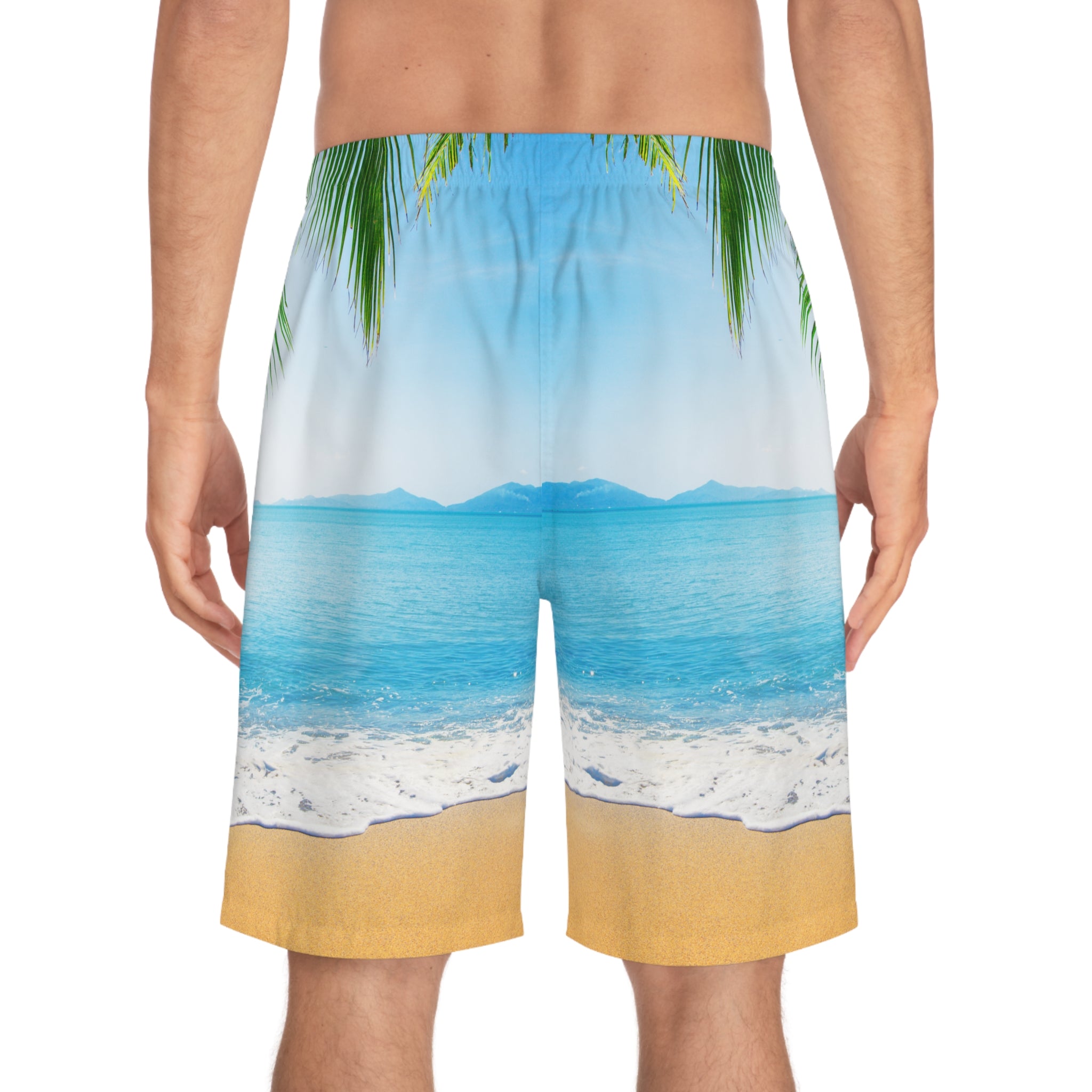Rich Vibes Sky Blue Sea Foam Beach Chill Vibes - Men's Board Shorts (AOP)