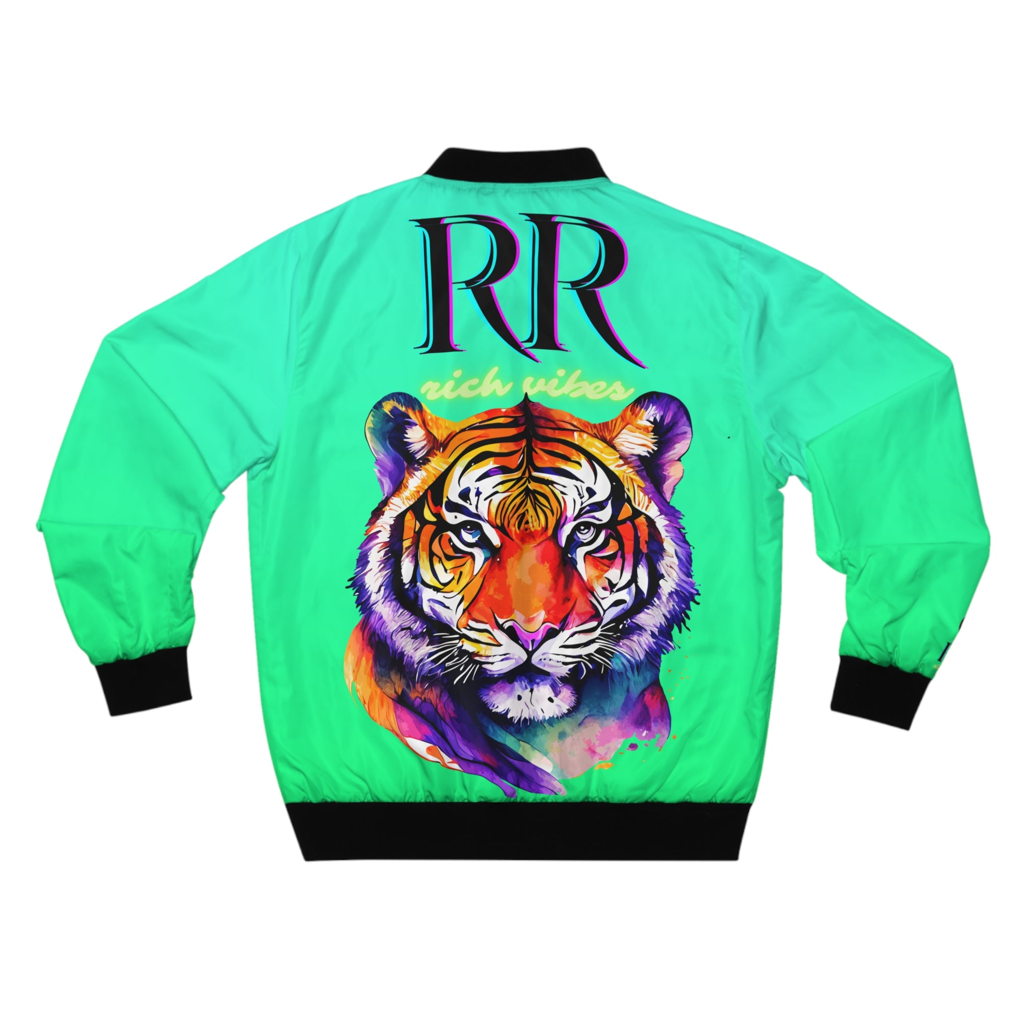 Rich Vibes Volt RR Neon Green Tropical Jungle Tiger - Men's Bomber Jacket (AOP)