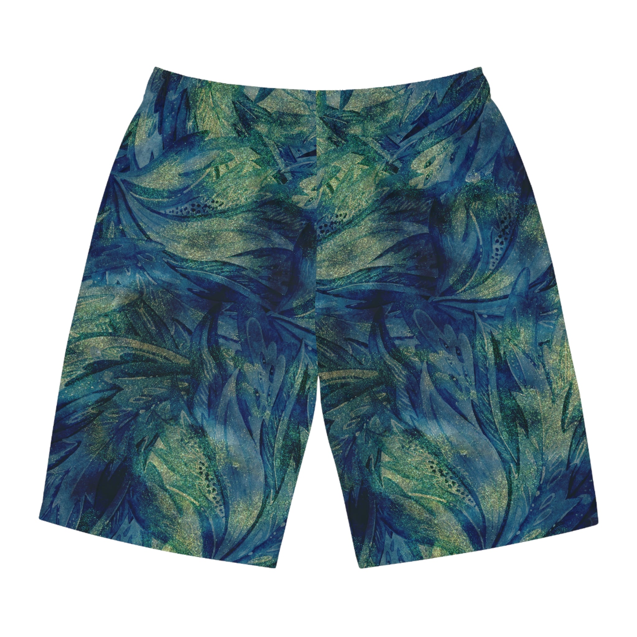 Rich Vibes Blue Green Choral Leaf Beach Chill Vibes RV1.0 - Men's Board Shorts (AOP)