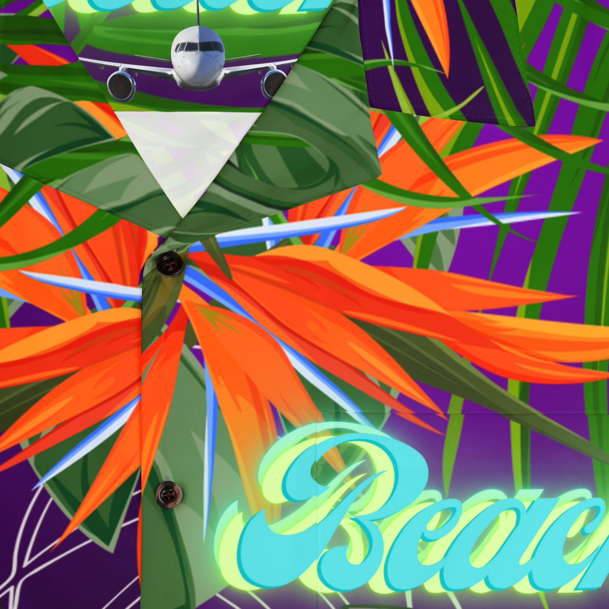 Rich Vibes Tropical Purple Jungle Tiger RV - Men's Hawaiian Shirt (AOP)White