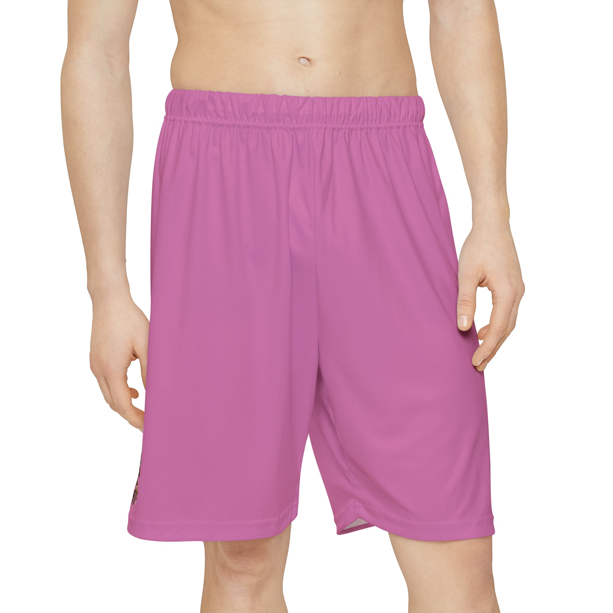 Rich Drip Good Vibes Glow Palm Tree Silhouette - Men’s Sports Shorts (AOP) Cotton Candy Pink