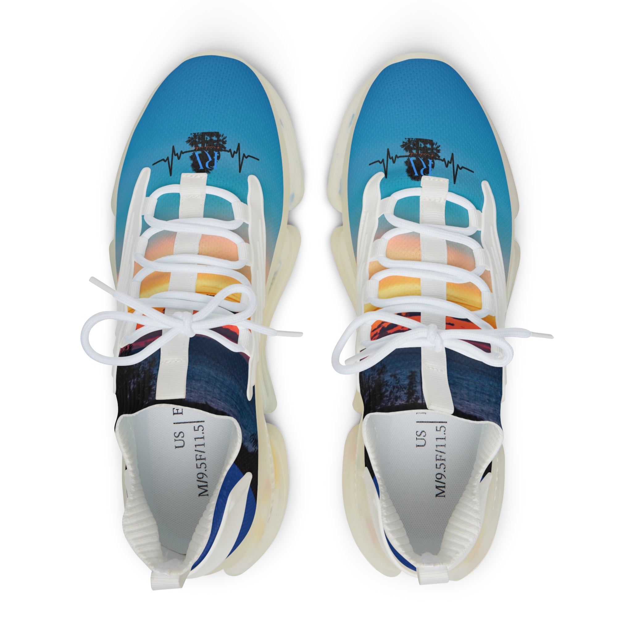 RV5 Black & Royal Blue Summer Sunset Beach - Men's Mesh Sneakers