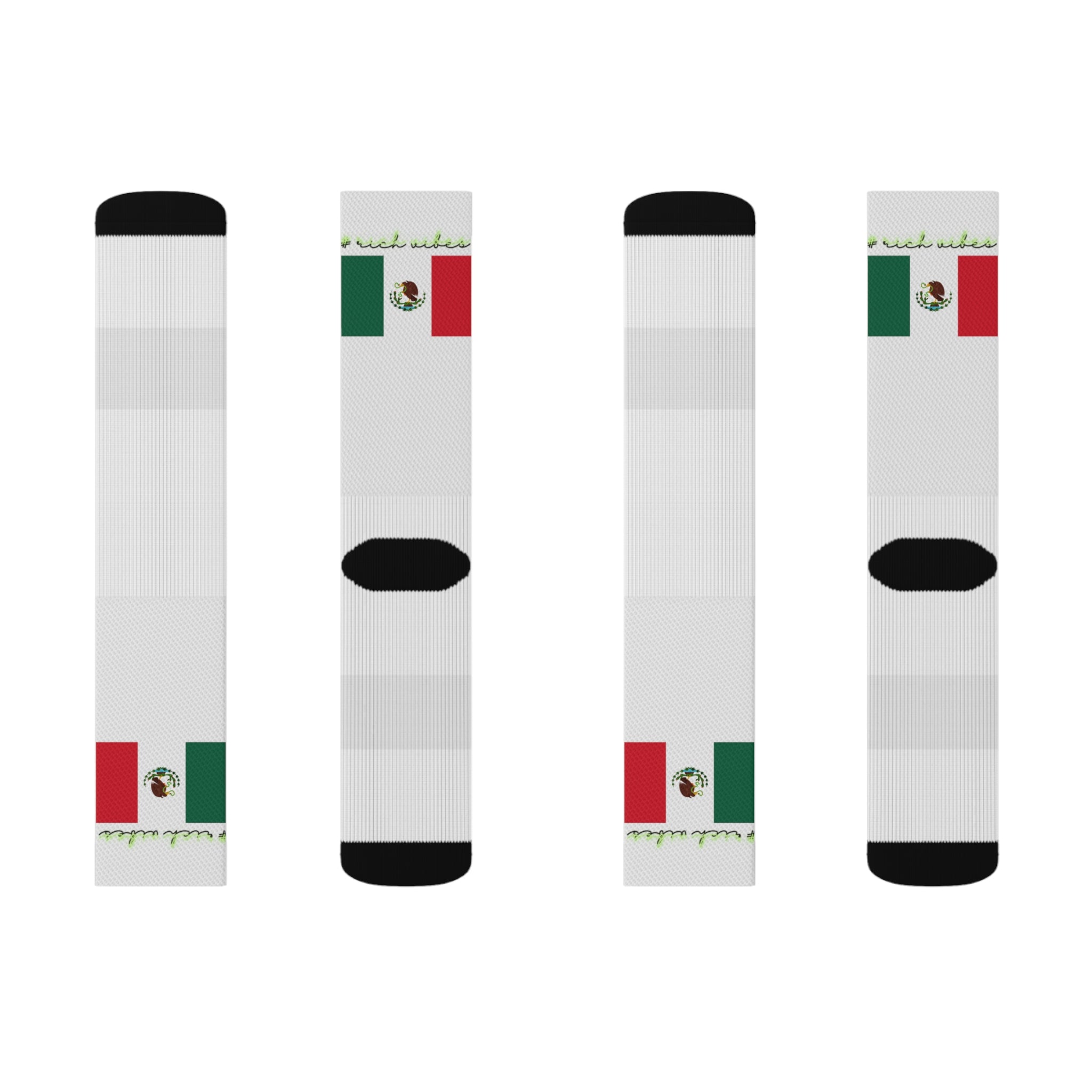 Rich Vibes Volt Mexican Flag White - Sublimation Socks