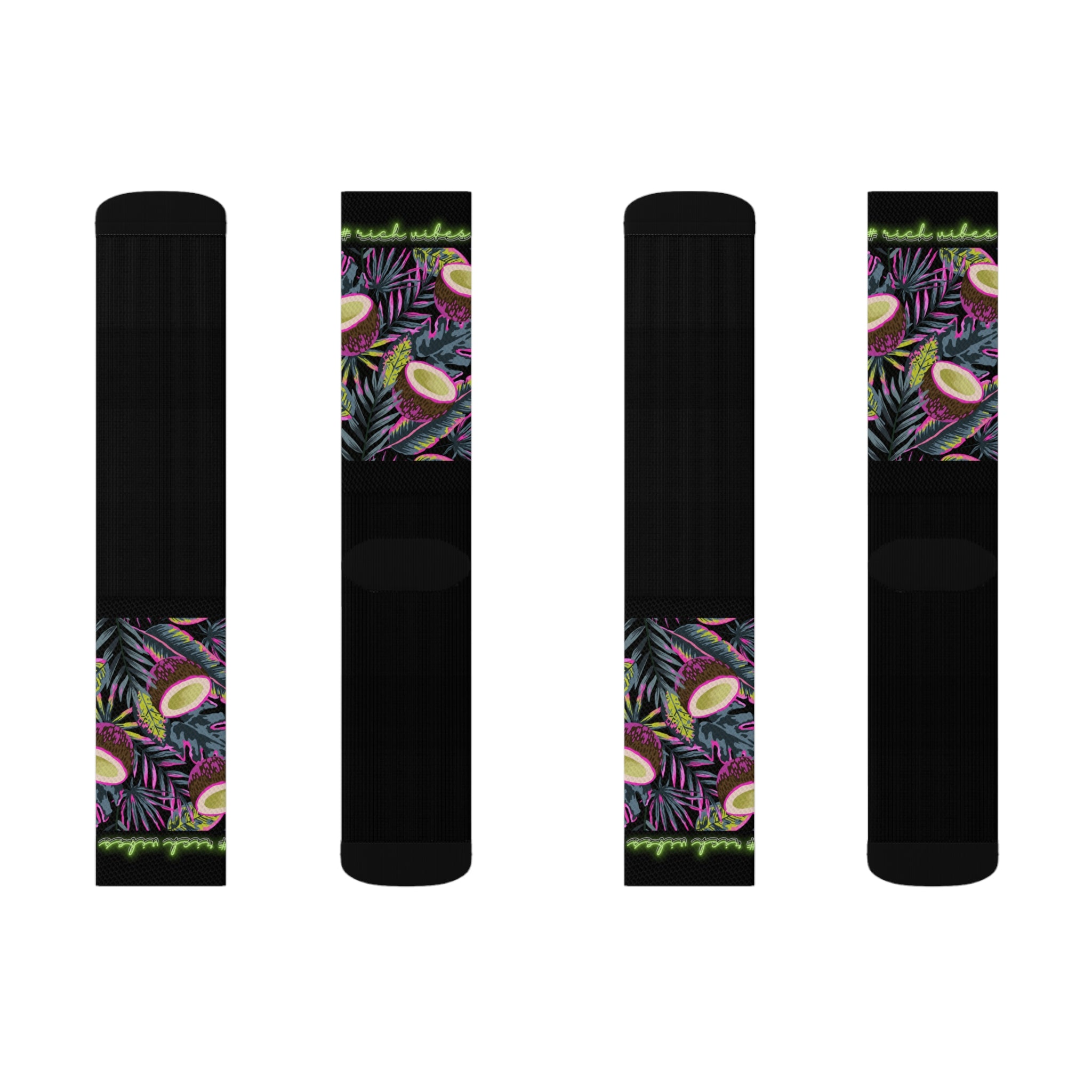 Rich Vibes Volt Tropical Coconut Black - Sublimation Socks