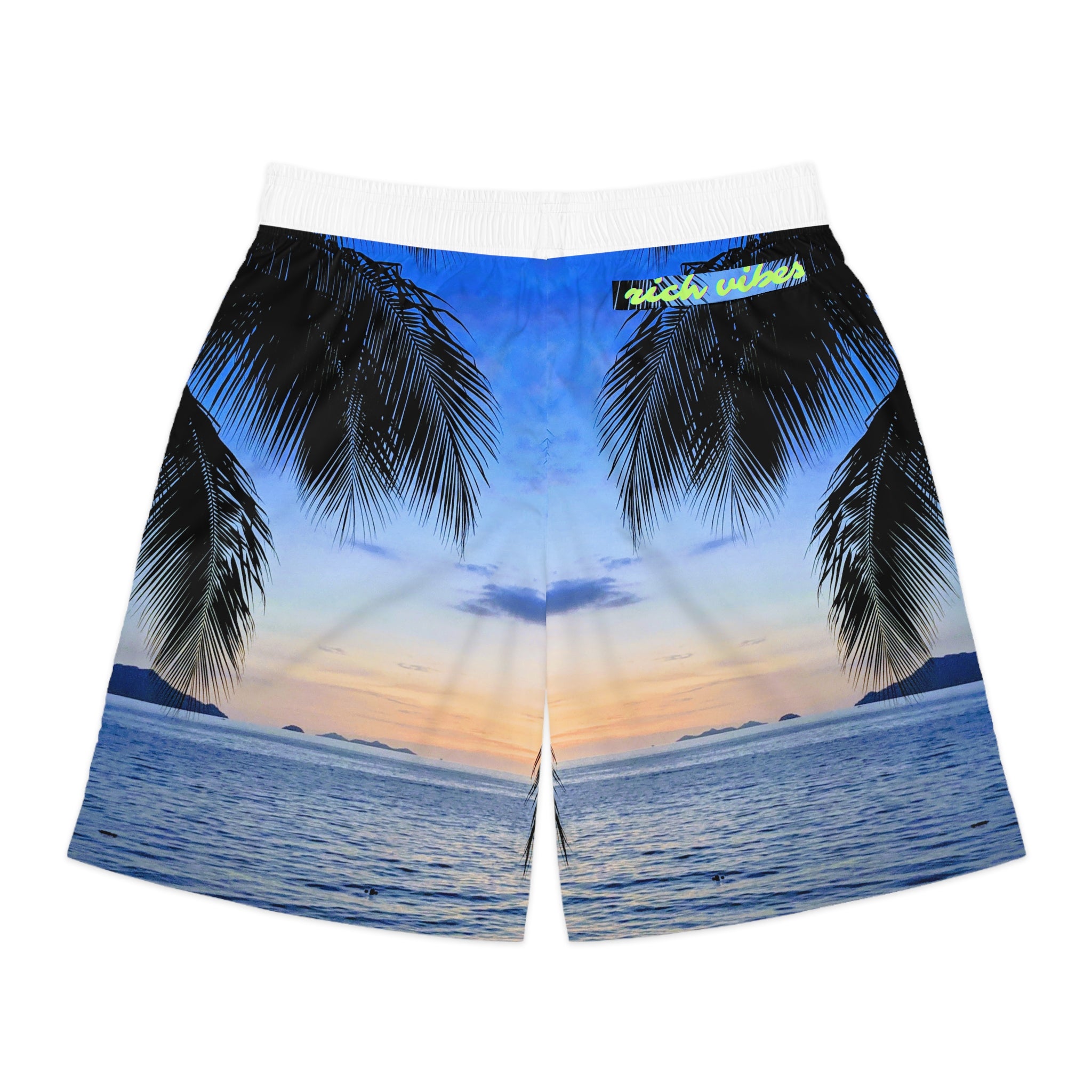 Rich Vibes Volt Blue Sky Sunset - Men's Jogger Shorts (AOP)White